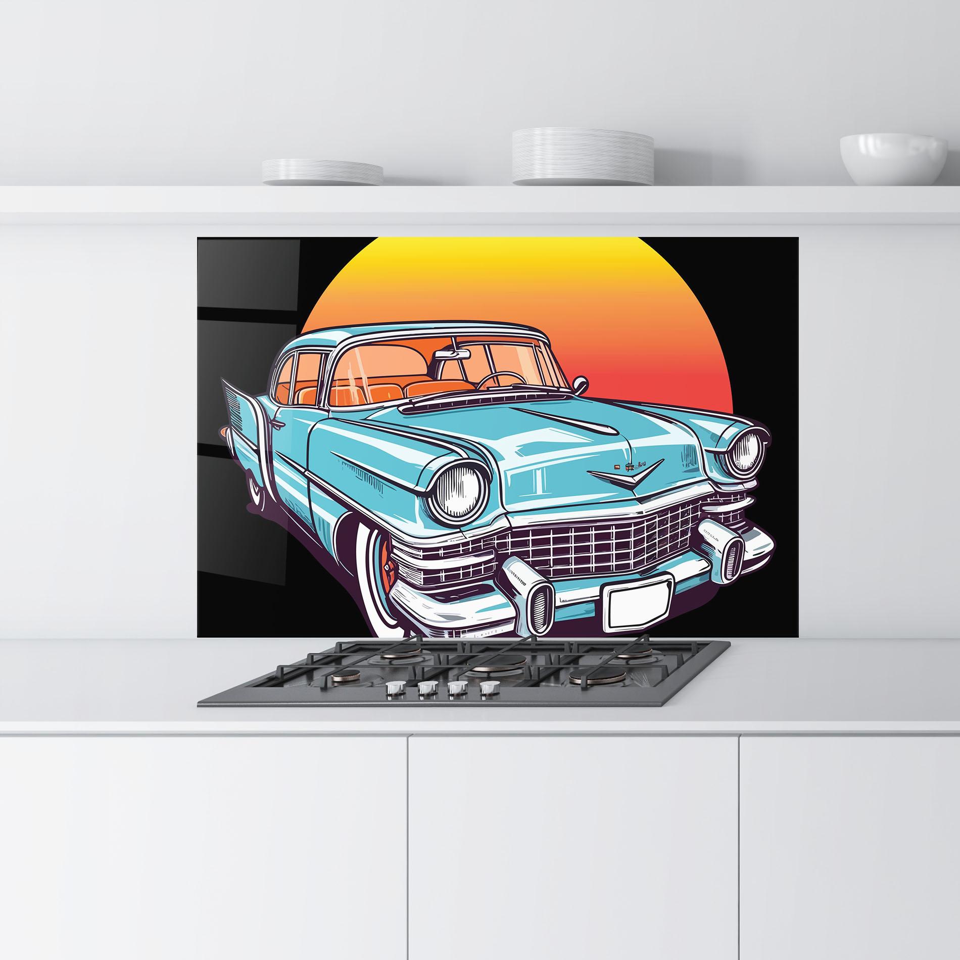 Konyhai üveg hátfal Blue Sunset Car mockup 9