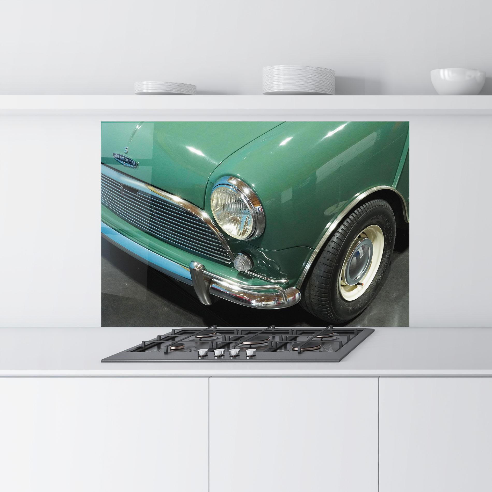 Konyhai üveg hátfal Pretty Green Car mockup 9