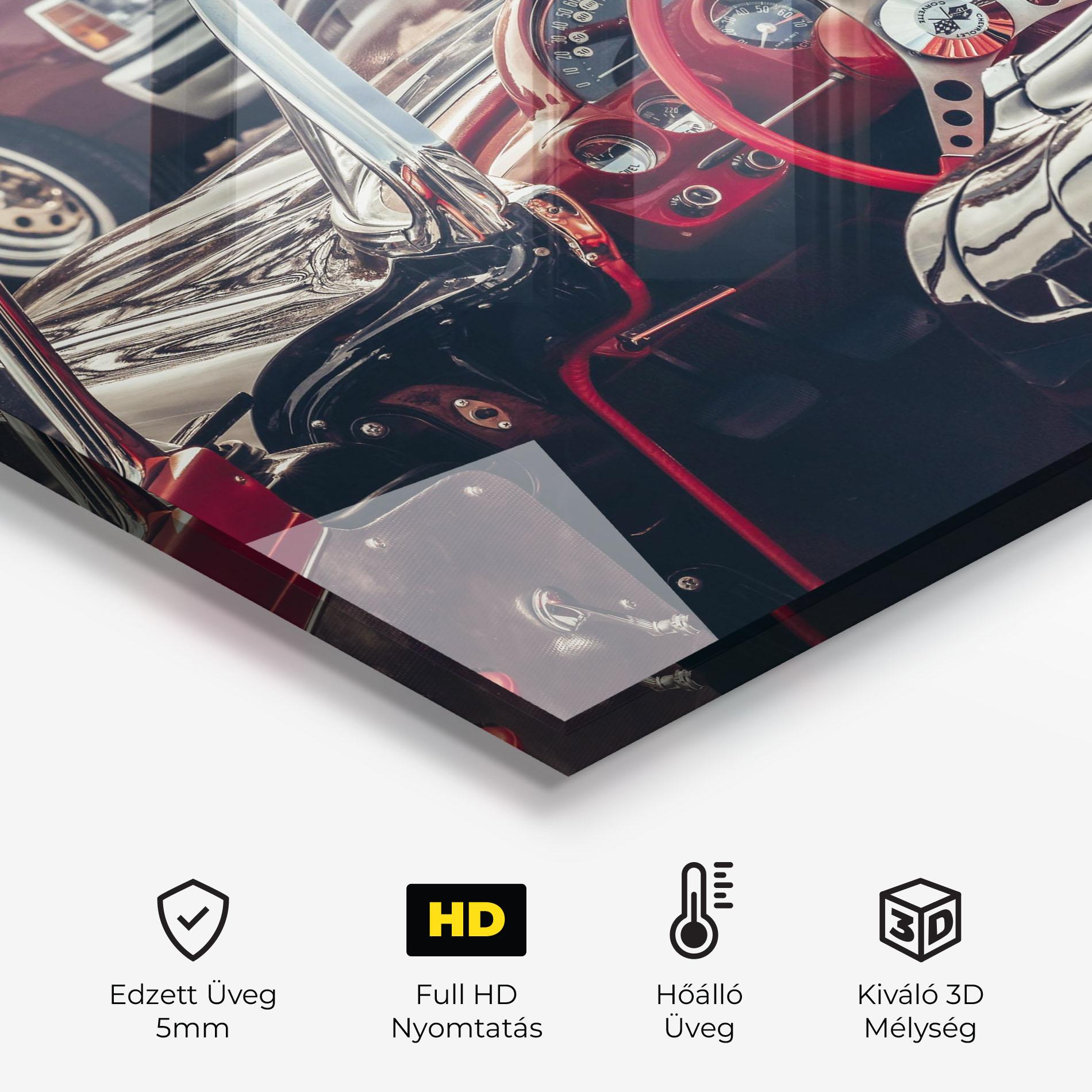 Konyhai üveg hátfal Steering Wheel Red mockup 2