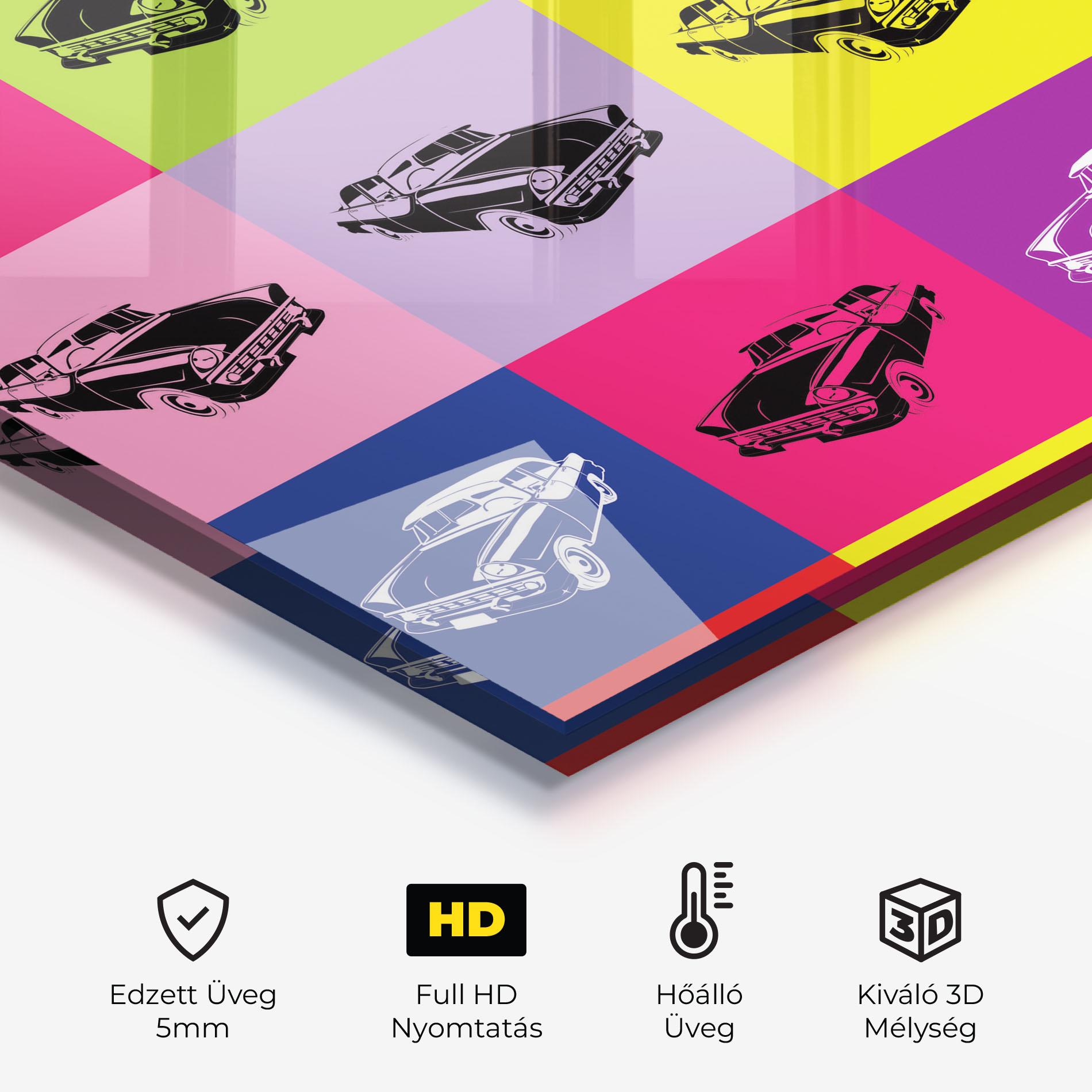 Konyhai üveg hátfal Vintage Car Mix mockup 2