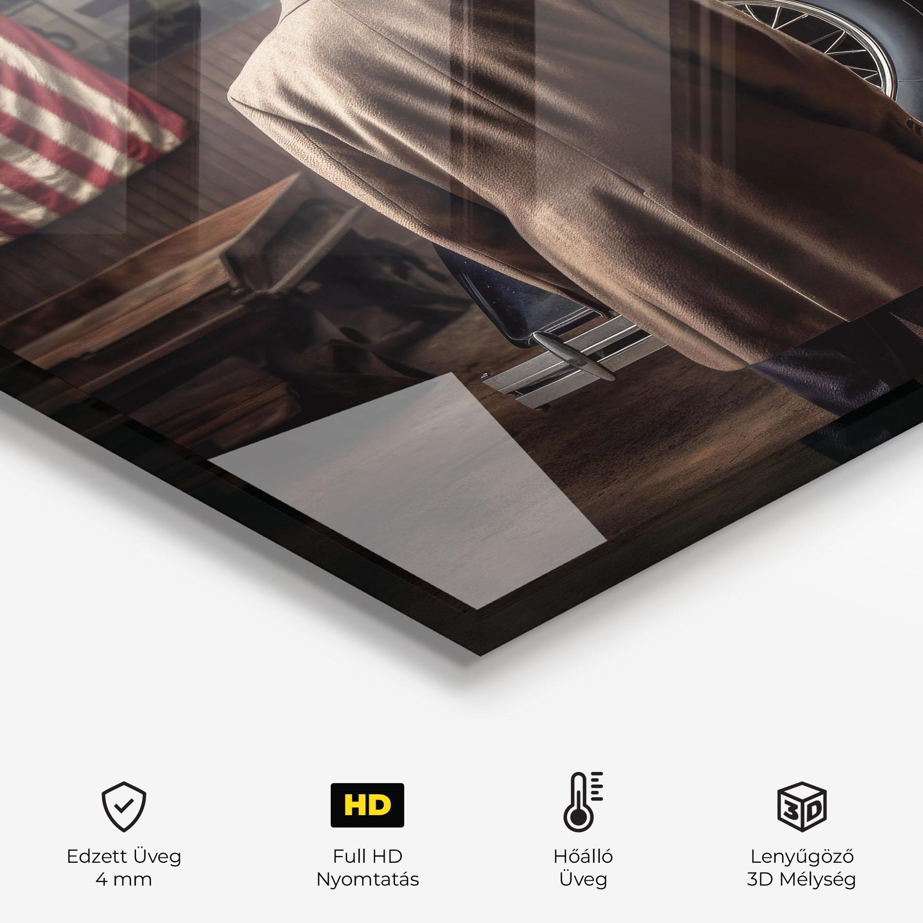 Konyhai üveg hátfal American Vintage Car mockup 2