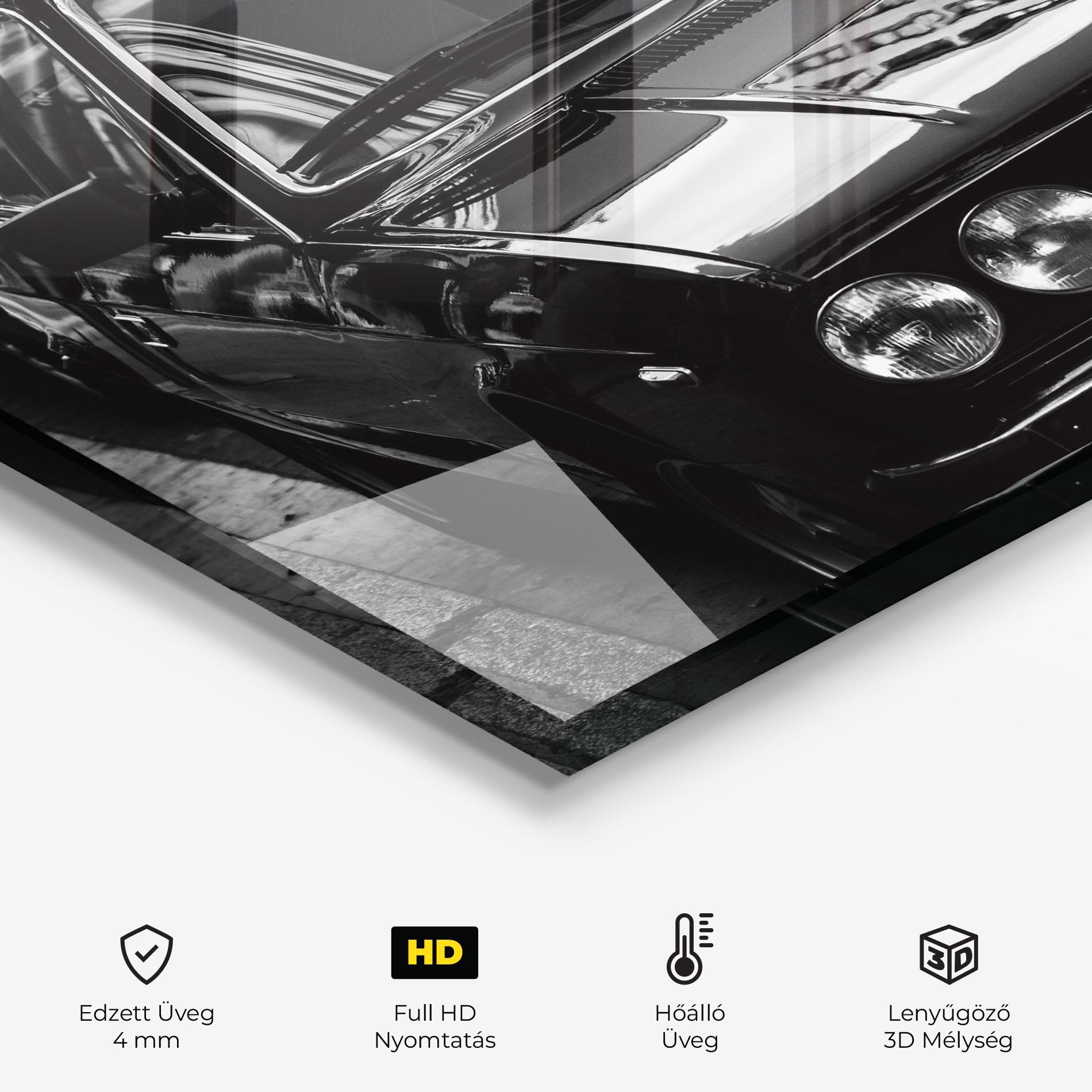 Konyhai üveg hátfal Black Shiny Car mockup 2