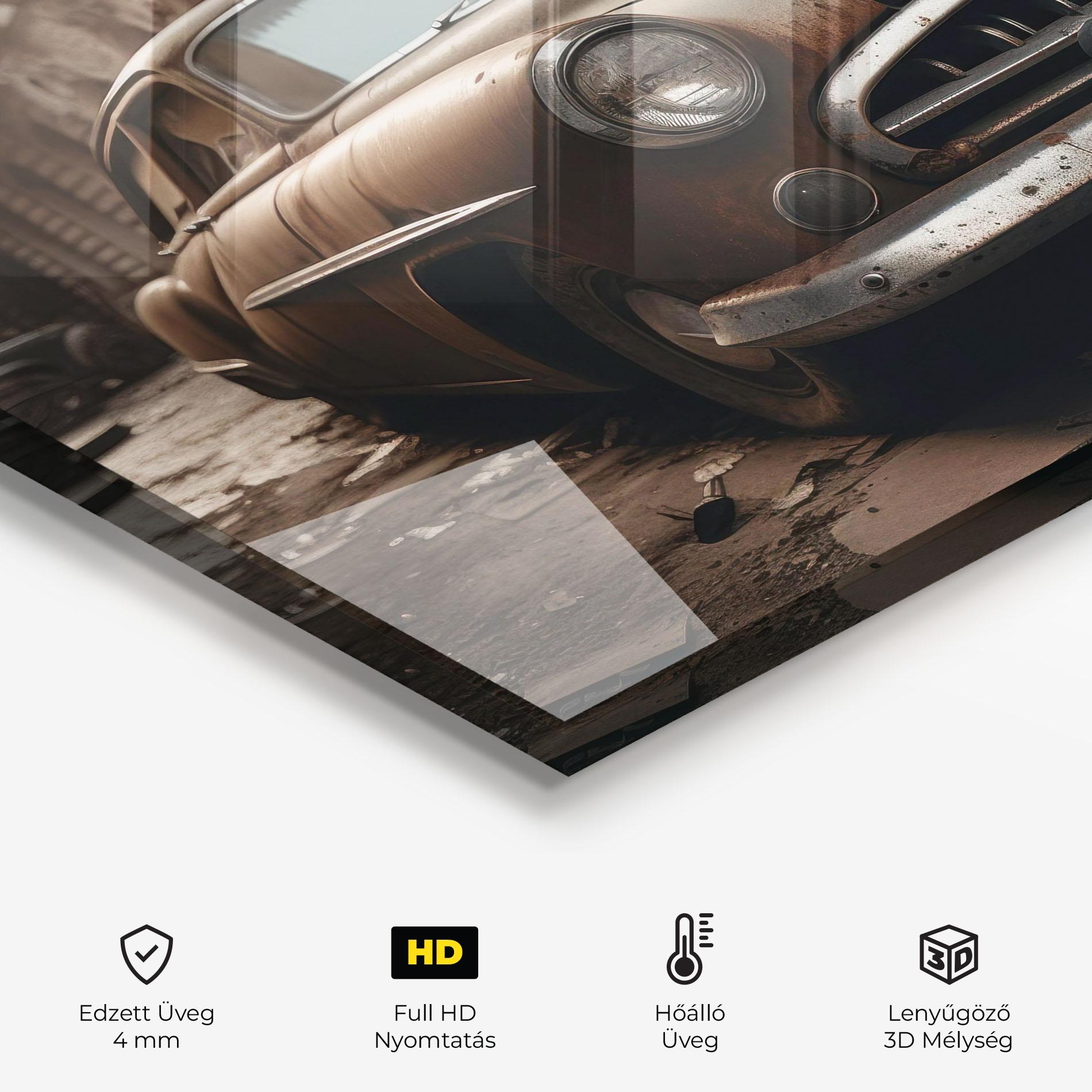 Konyhai üveg hátfal Brown Old Car mockup 2