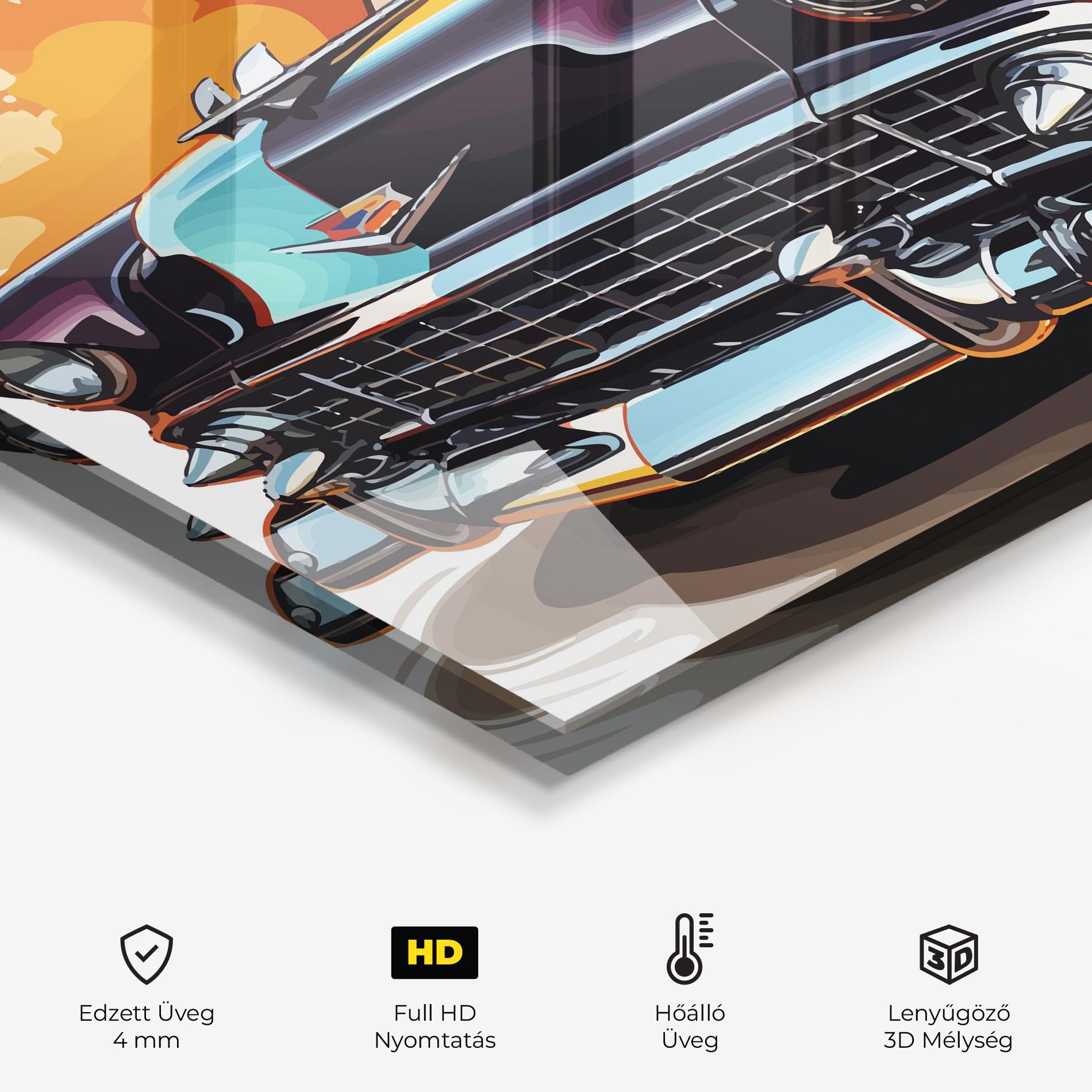 Konyhai üveg hátfal Cool Vintage Car mockup 2