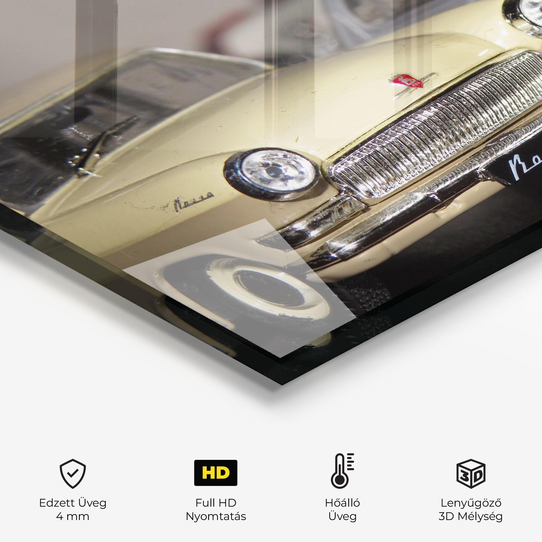 Konyhai üveg hátfal Cream Grey Car mockup 2