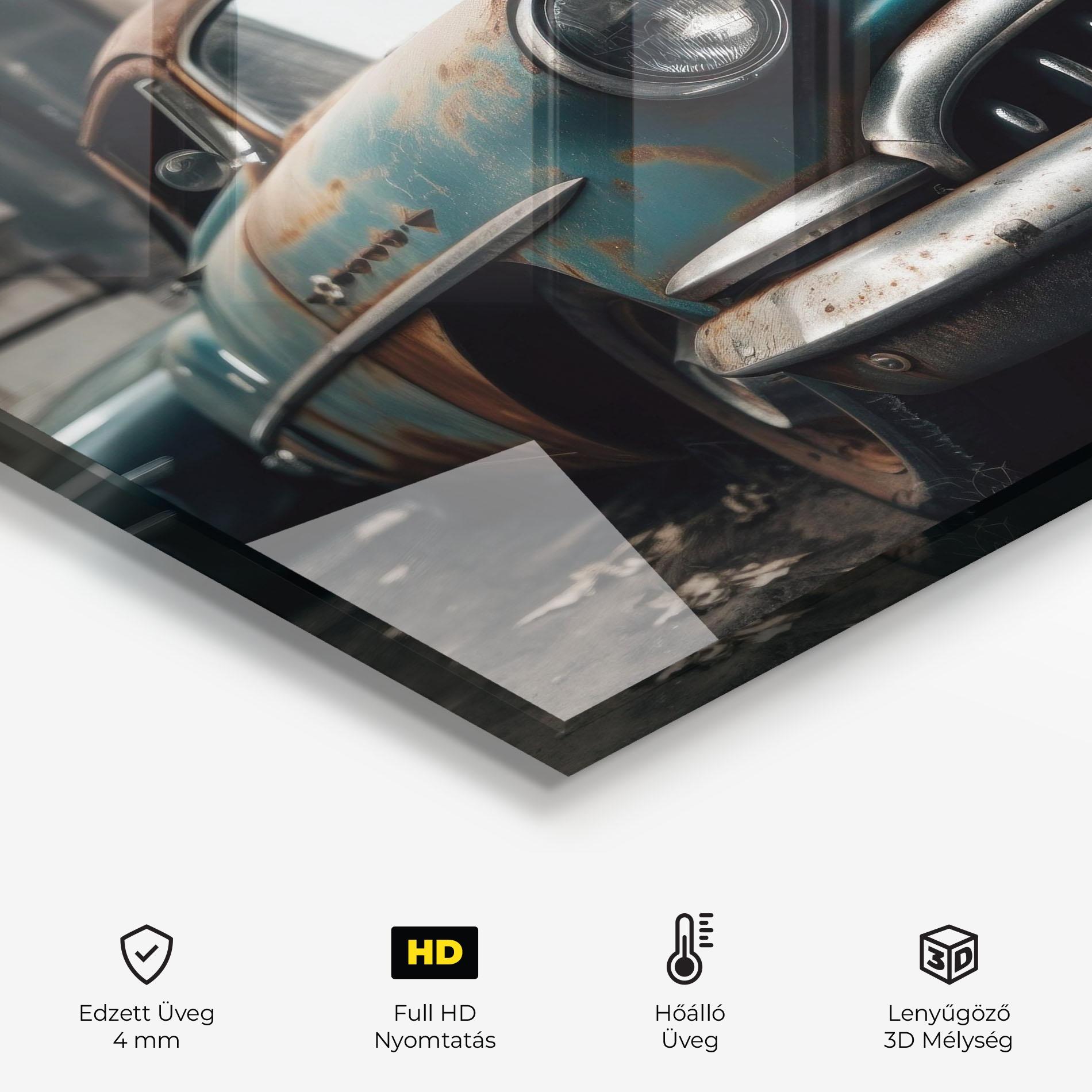 Konyhai üveg hátfal Old Brown Car mockup 2