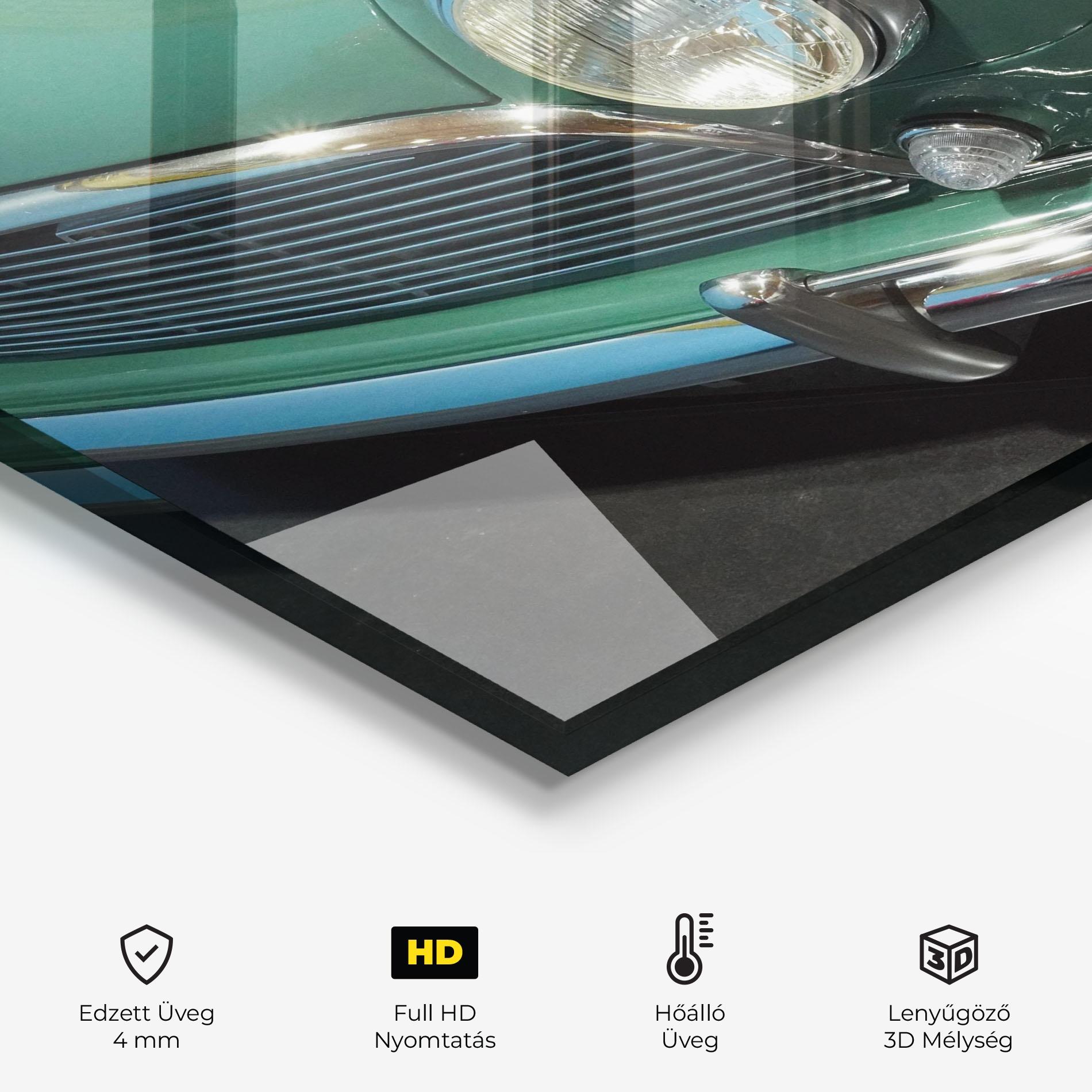 Konyhai üveg hátfal Pretty Green Car mockup 2