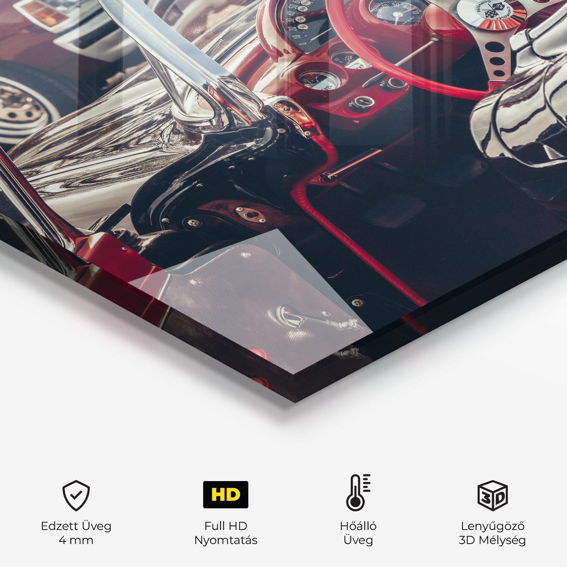 Konyhai üveg hátfal Steering Wheel Red mockup 2