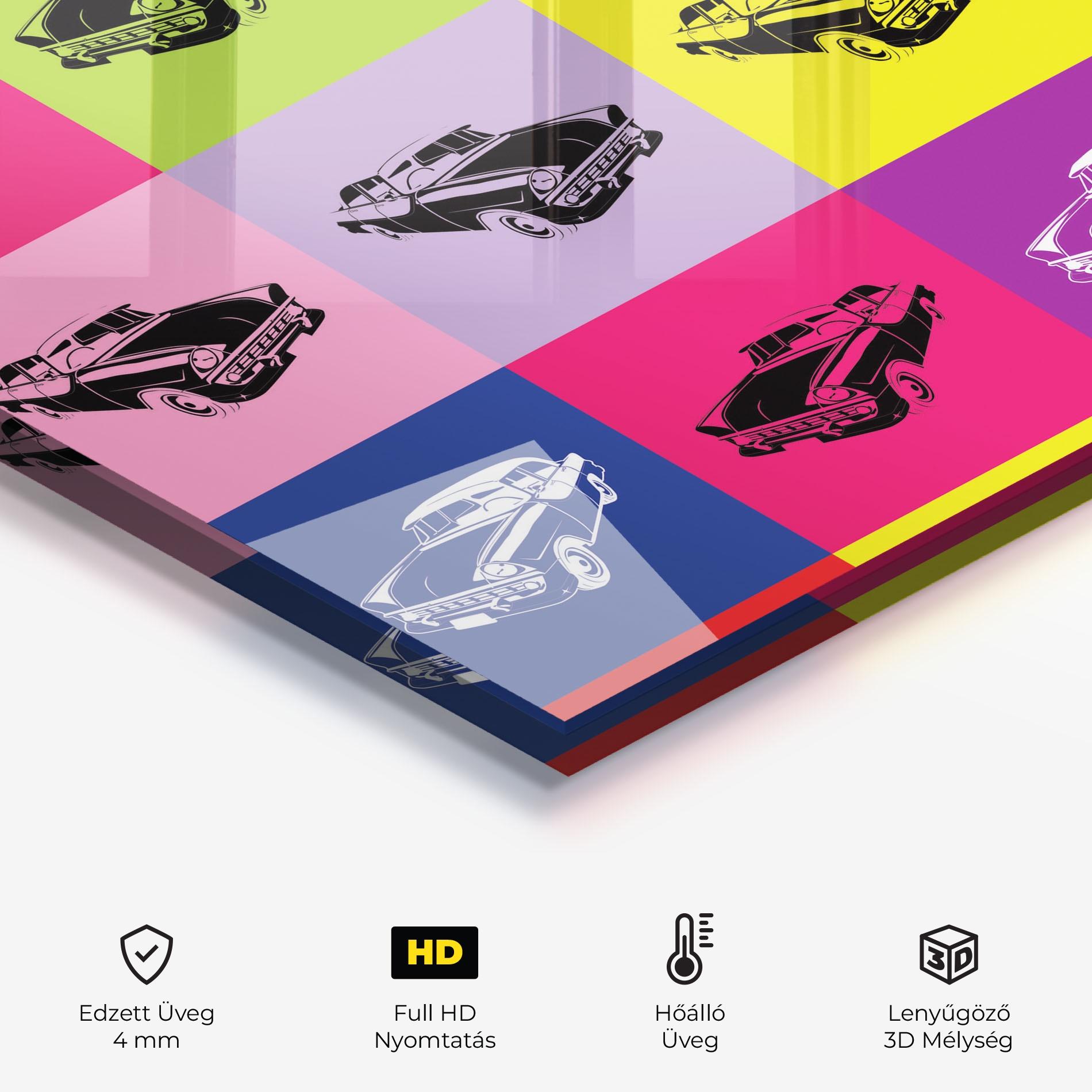 Konyhai üveg hátfal Vintage Car Mix mockup 2