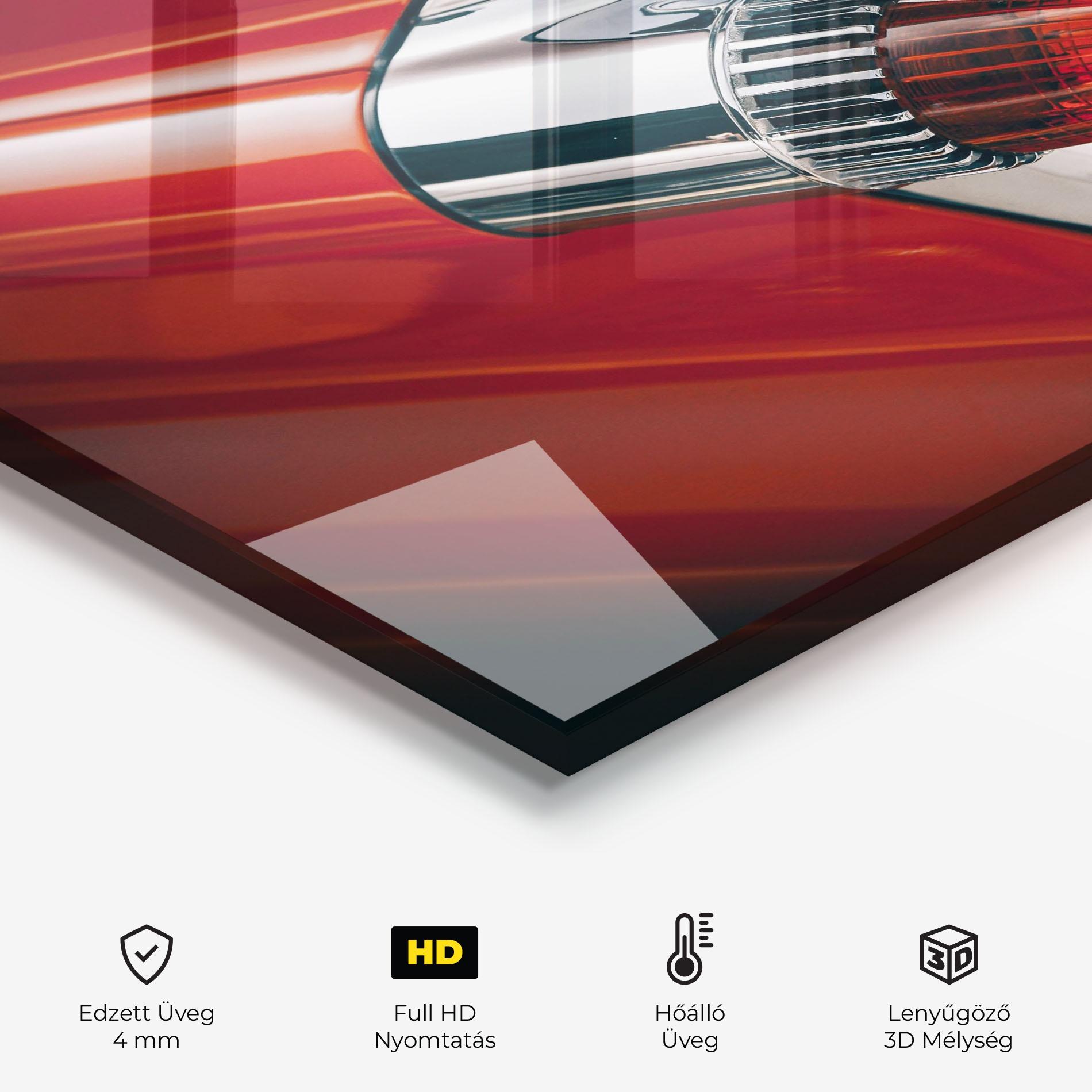 Konyhai üveg hátfal Vintage Car Red mockup 2