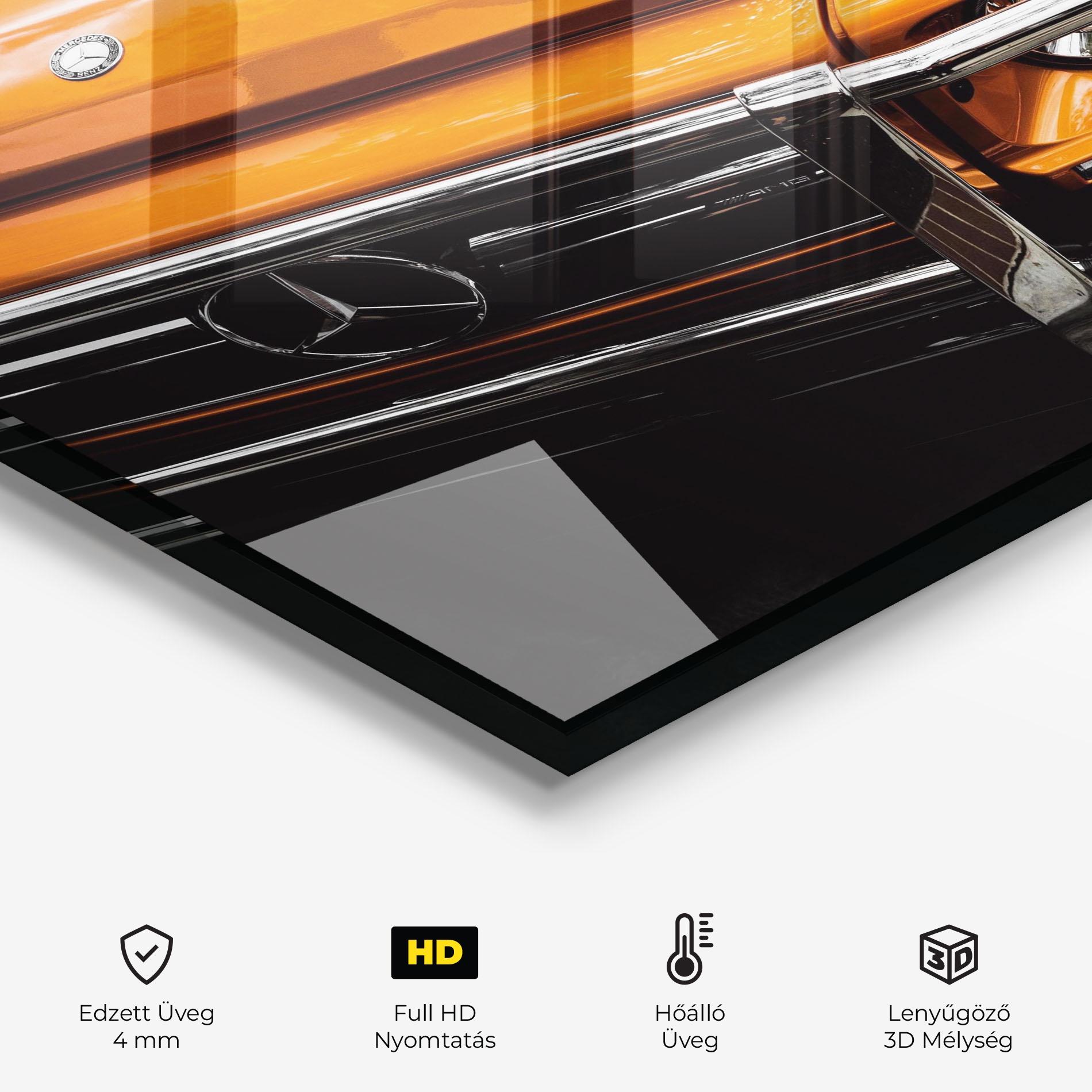 Konyhai üveg hátfal Vintage Orange Car mockup 2