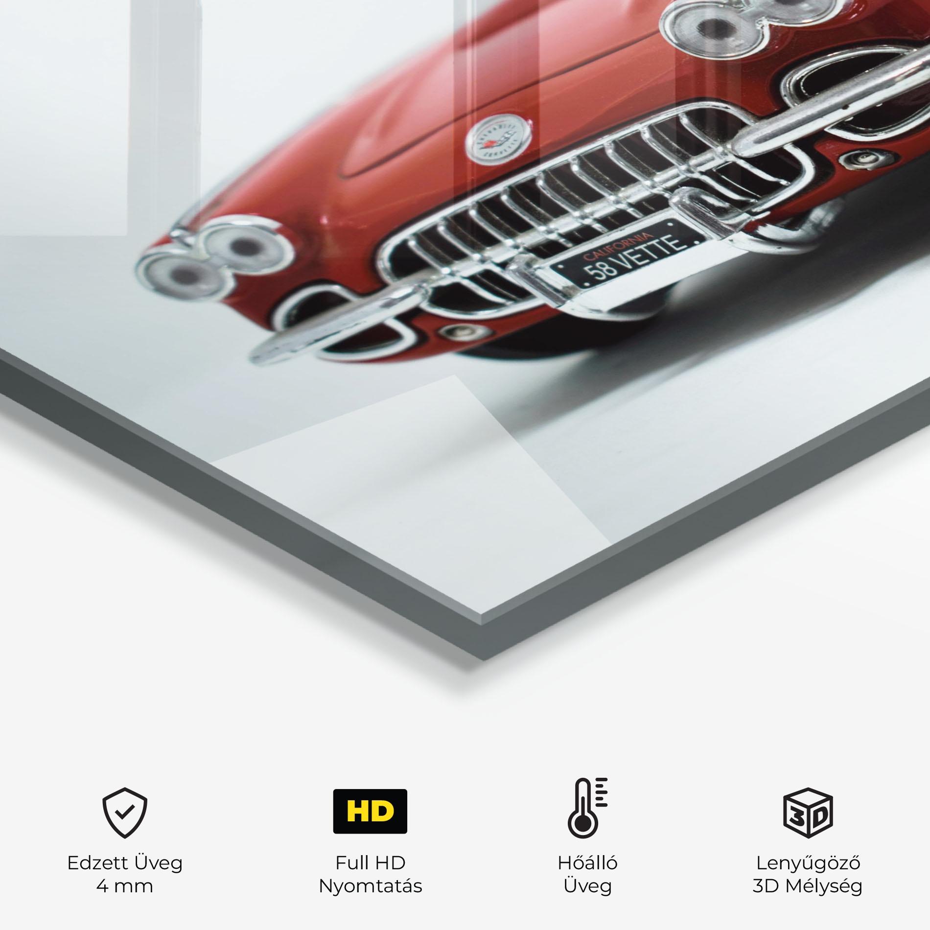 Konyhai üveg hátfal Vintage Red Car mockup 2