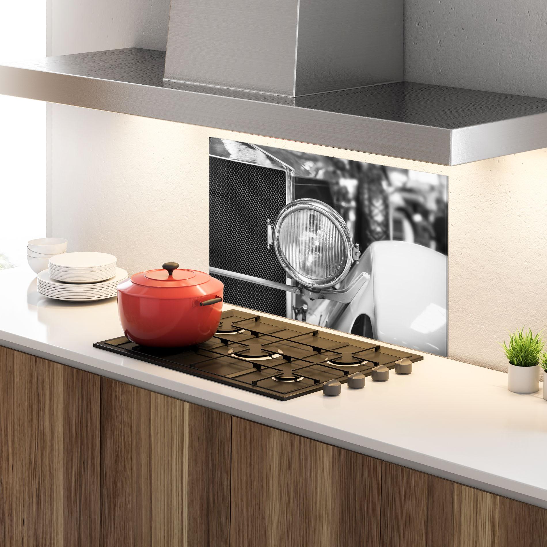 Konyhai üveg hátfal Closeup Grey Car mockup 4