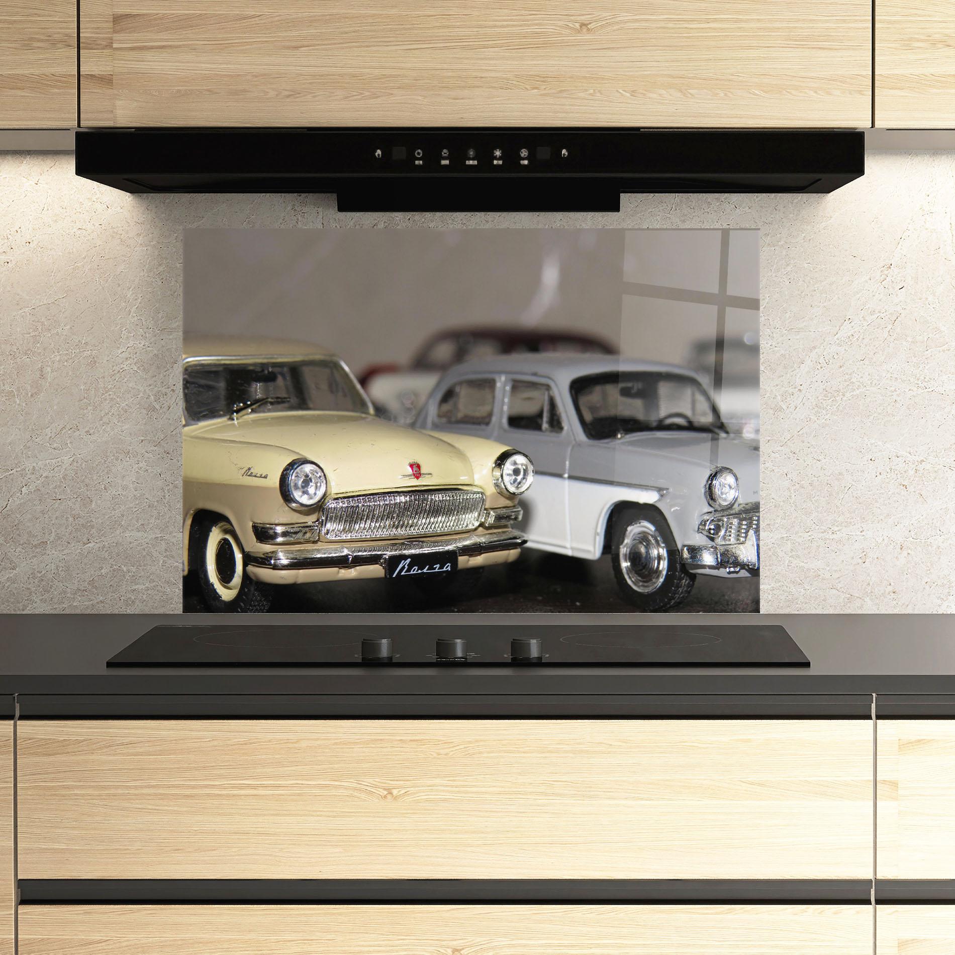 Konyhai üveg hátfal Cream Grey Car mockup 3