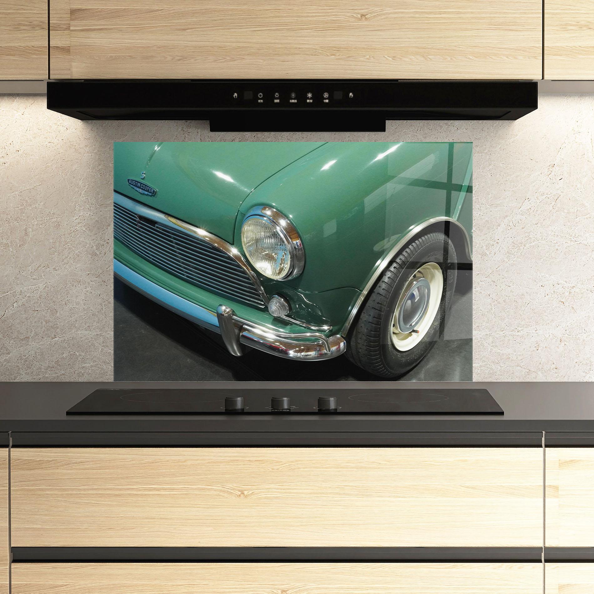 Konyhai üveg hátfal Pretty Green Car mockup 3