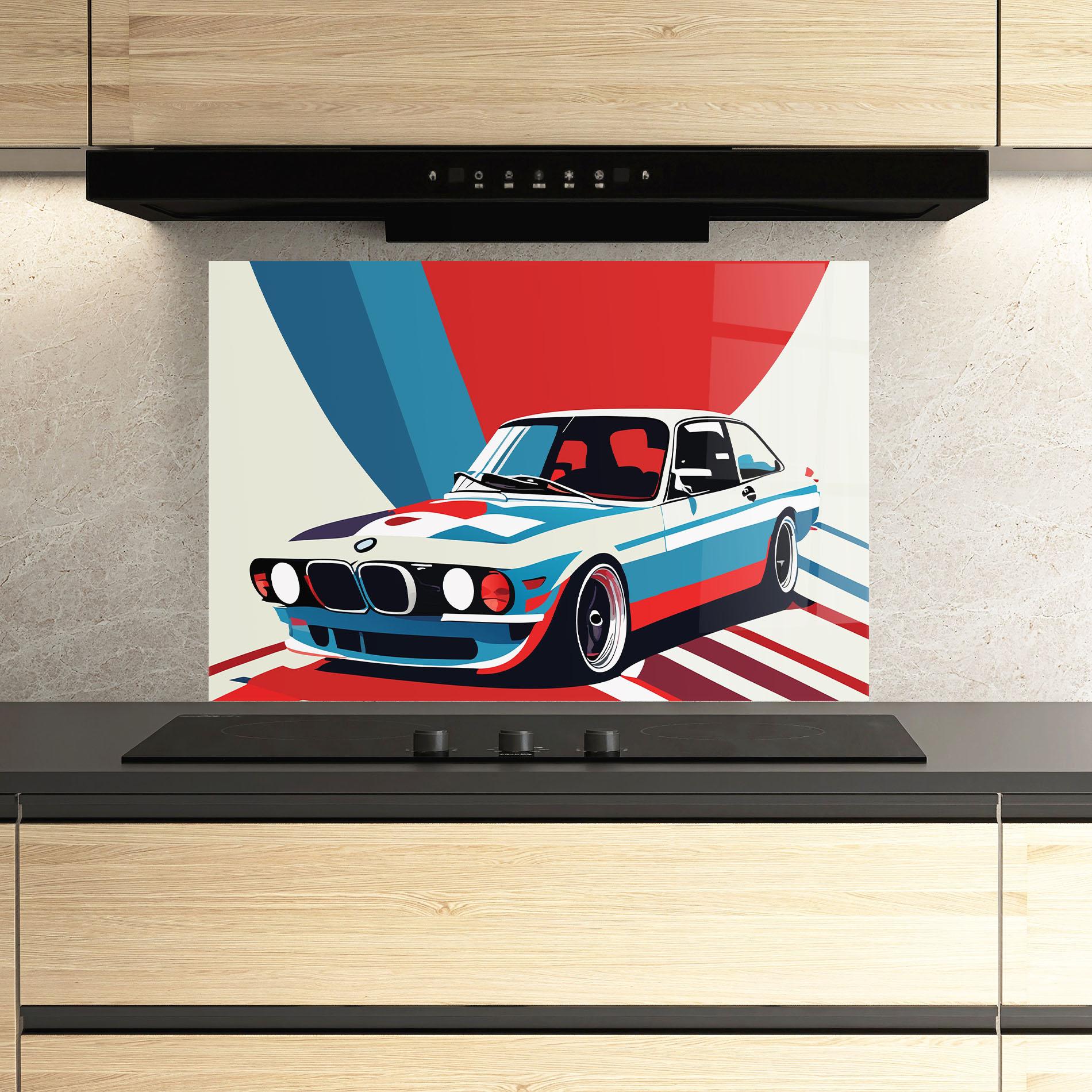 Konyhai üveg hátfal Vintage Bmw mockup 3