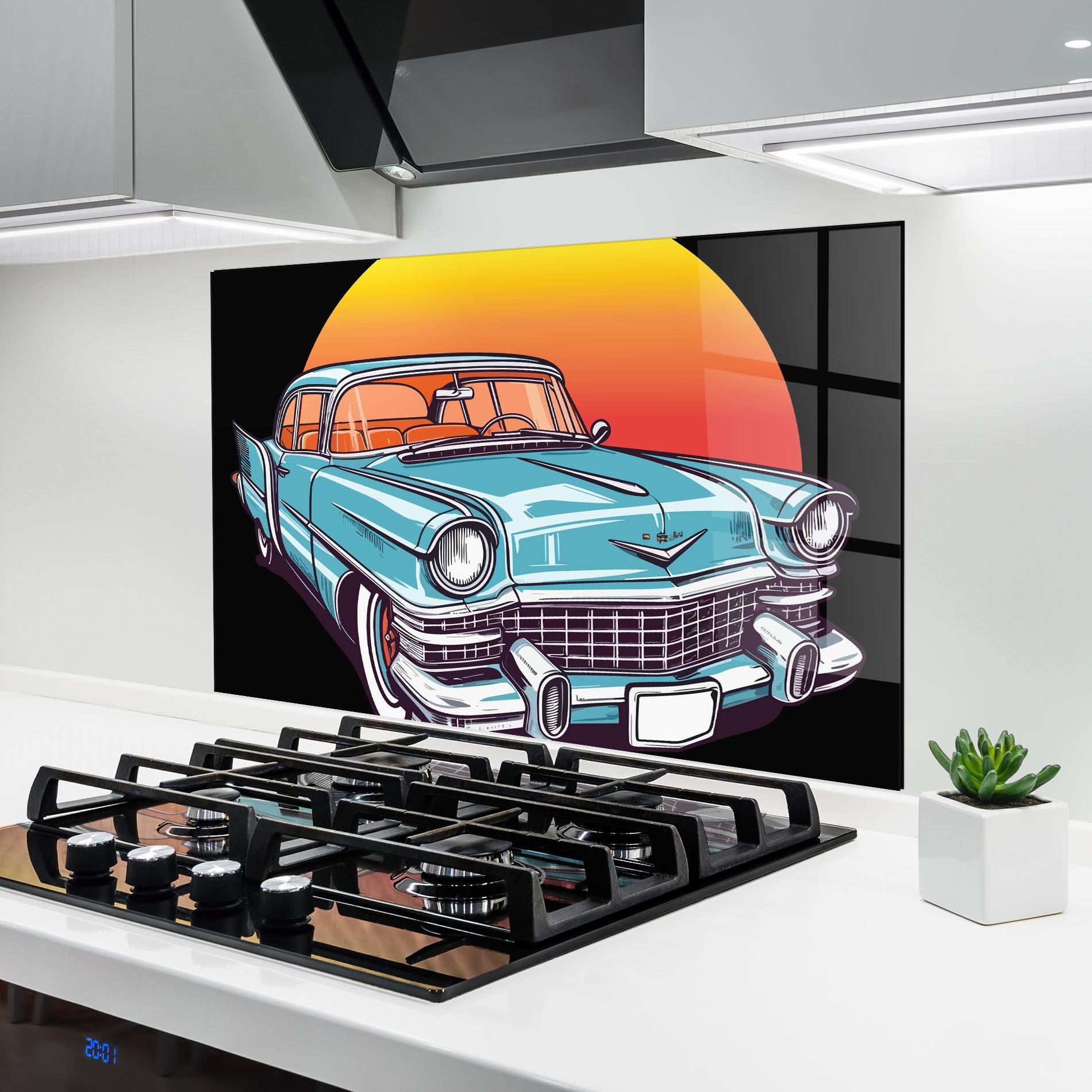 Konyhai üveg hátfal Blue Sunset Car mockup 6