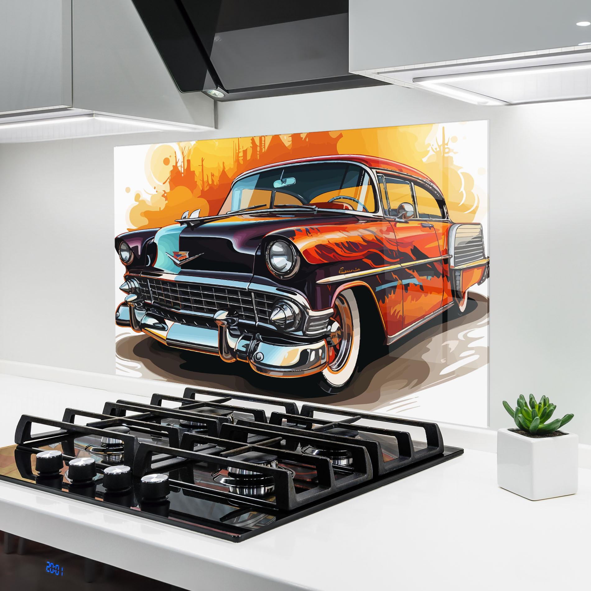 Konyhai üveg hátfal Cool Vintage Car mockup 6