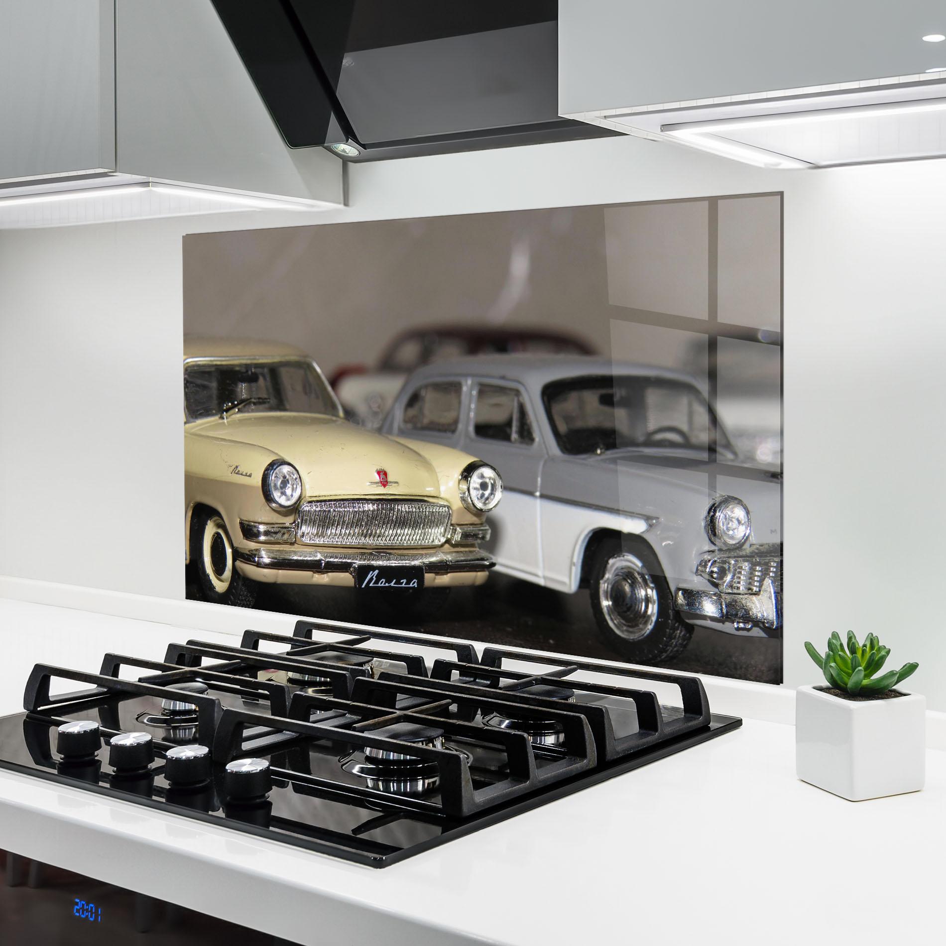 Konyhai üveg hátfal Cream Grey Car mockup 6