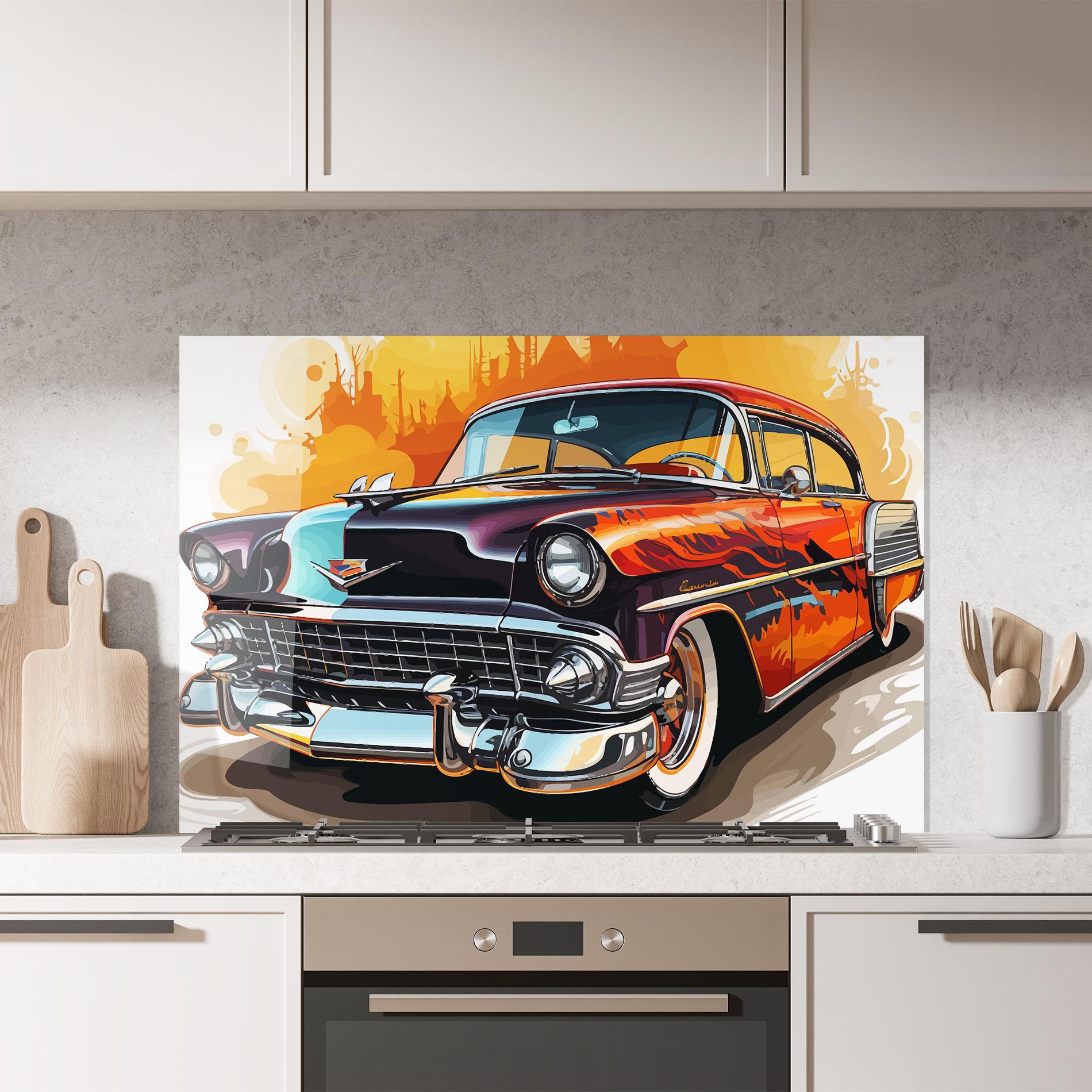 Konyhai üveg hátfal Cool Vintage Car mockup 7