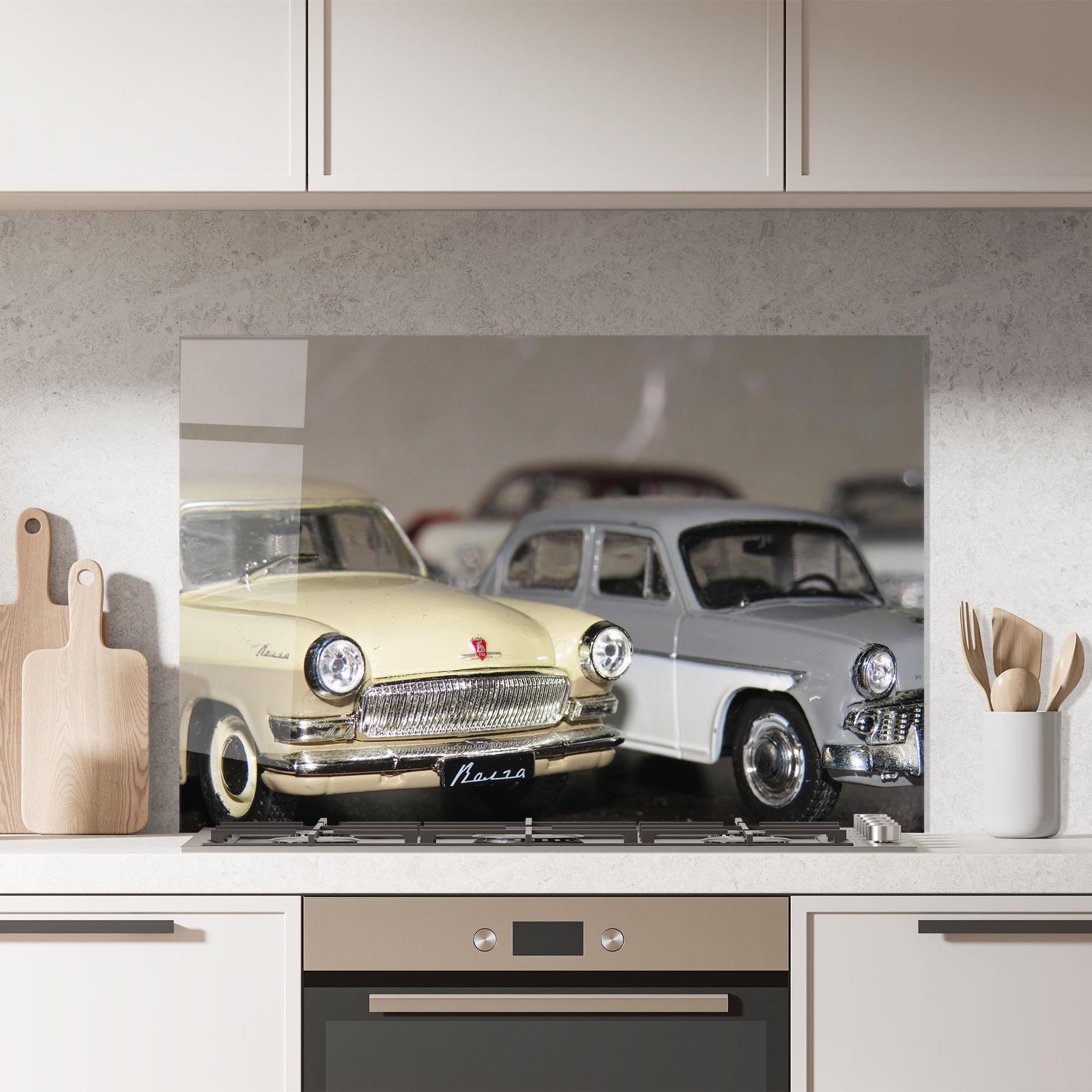 Konyhai üveg hátfal Cream Grey Car mockup 7