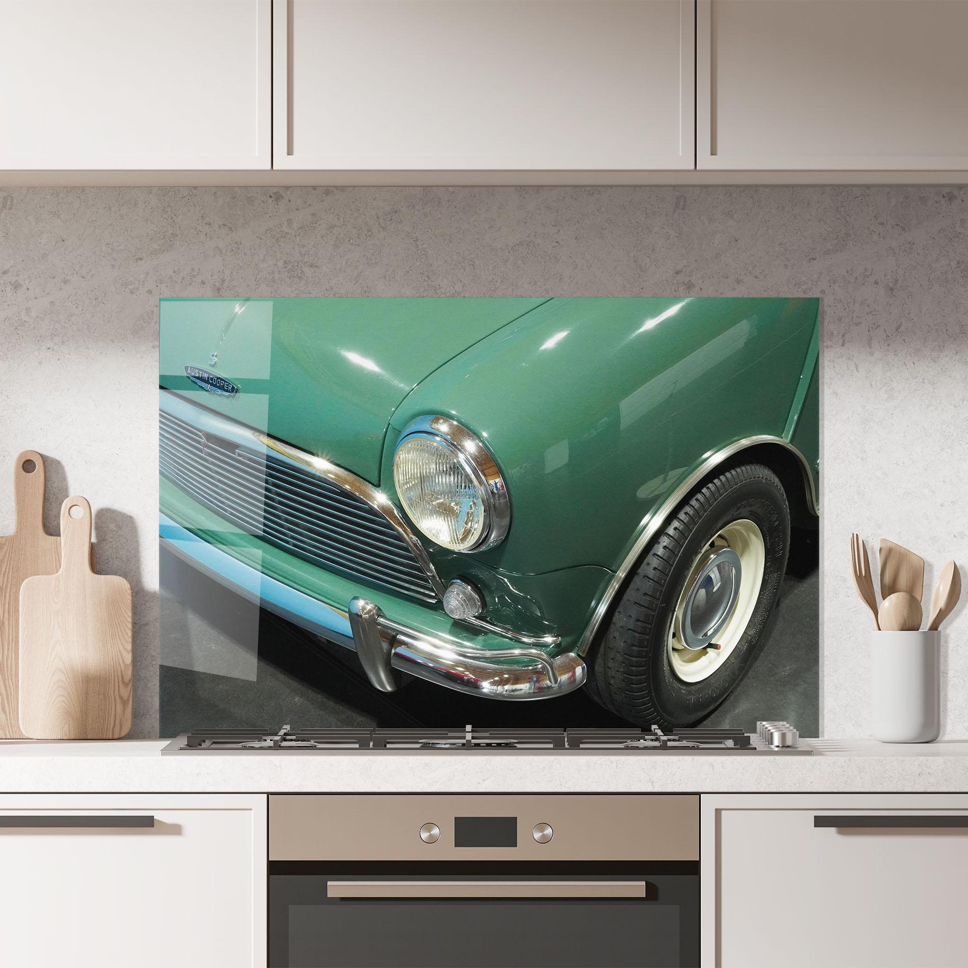 Konyhai üveg hátfal Pretty Green Car mockup 7