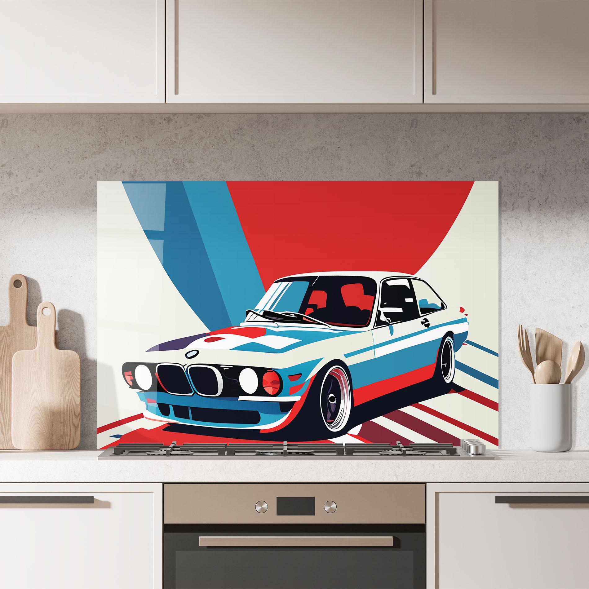 Konyhai üveg hátfal Vintage Bmw mockup 7