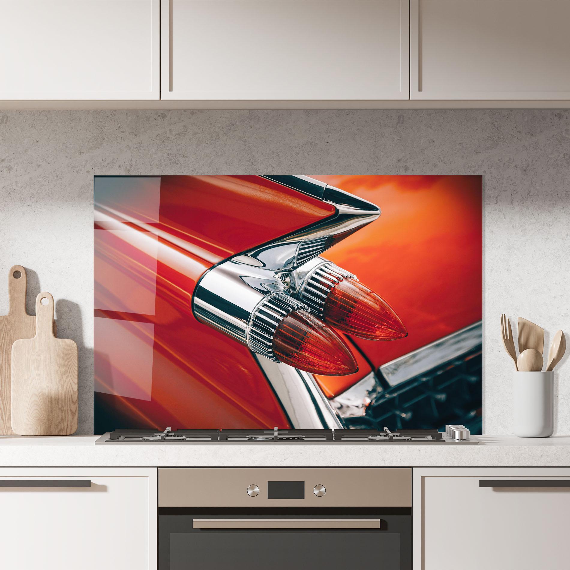 Konyhai üveg hátfal Vintage Car Red mockup 7