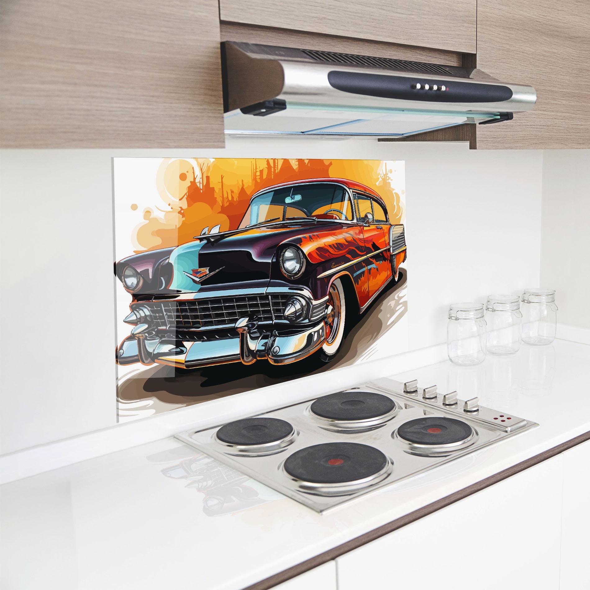 Konyhai üveg hátfal Cool Vintage Car mockup 8