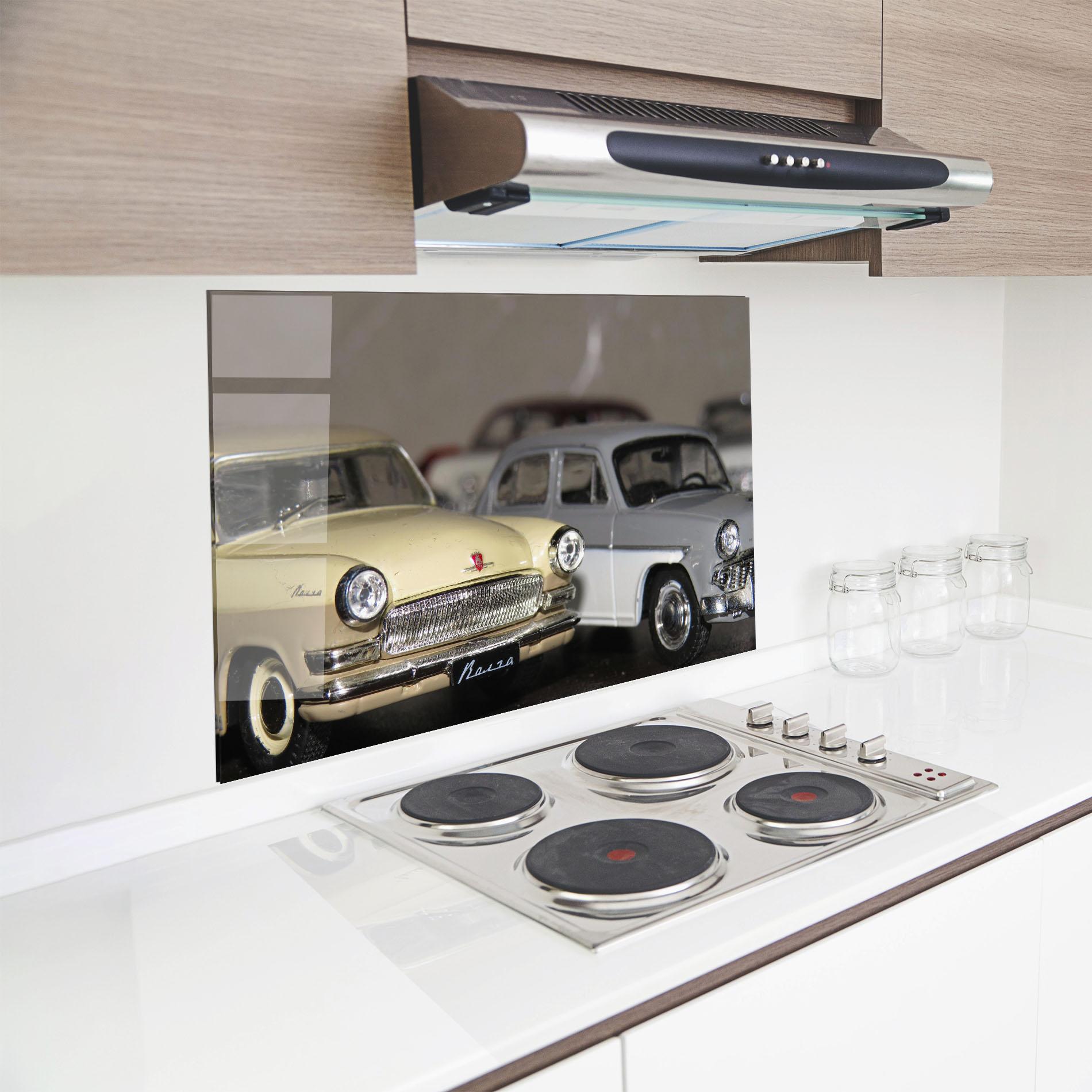 Konyhai üveg hátfal Cream Grey Car mockup 8