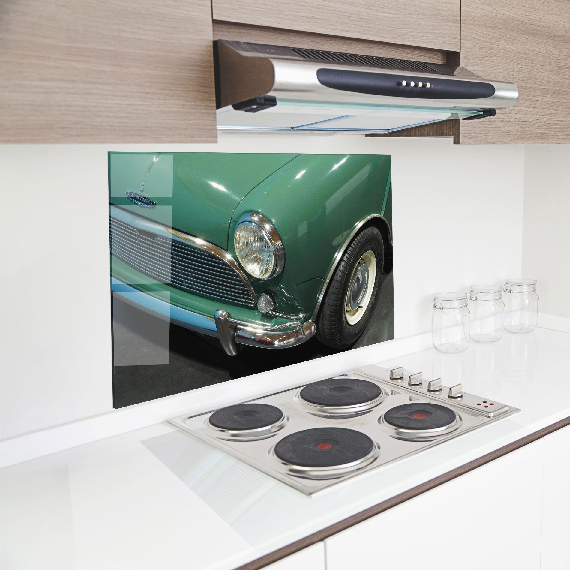 Konyhai üveg hátfal Pretty Green Car mockup 8