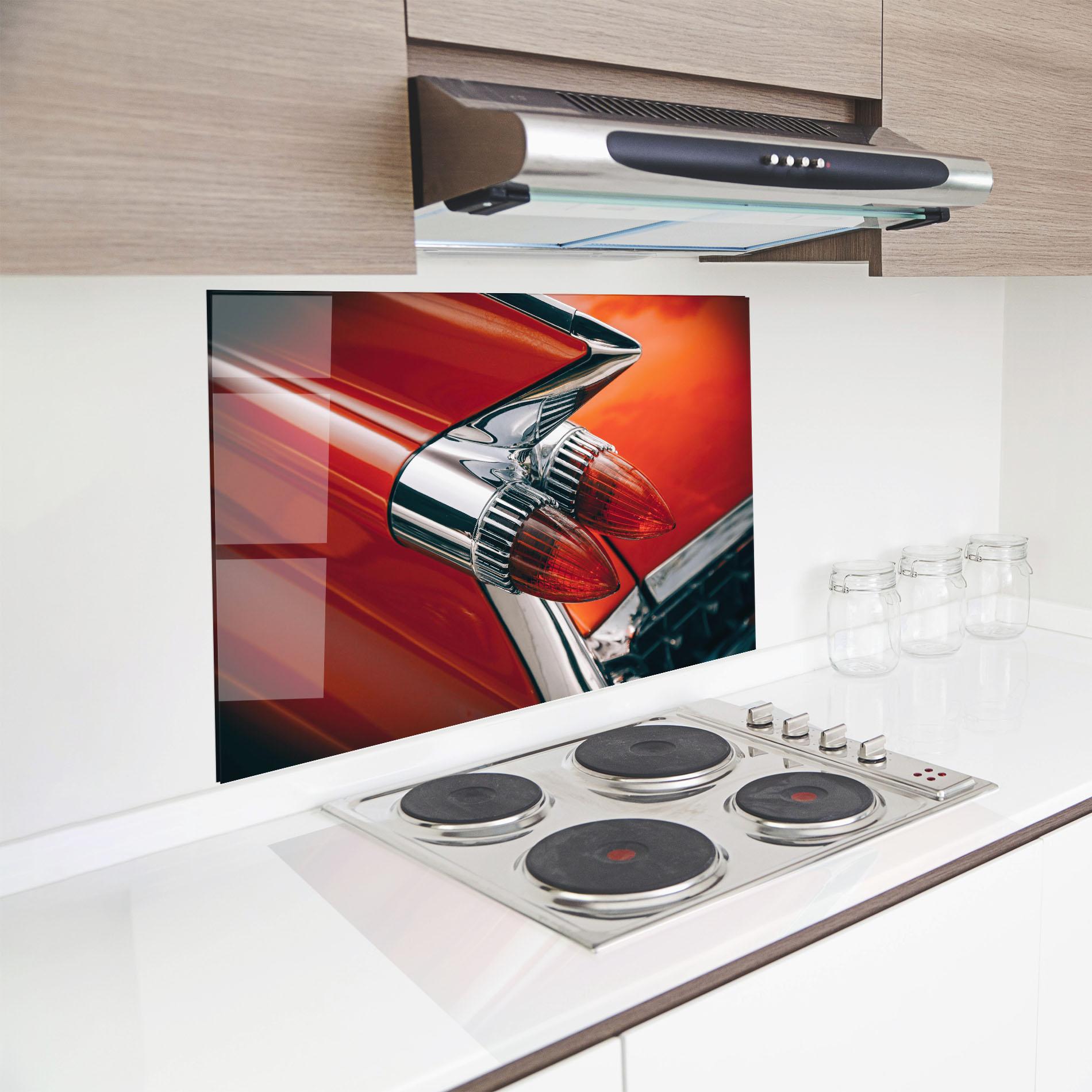 Konyhai üveg hátfal Vintage Car Red mockup 8