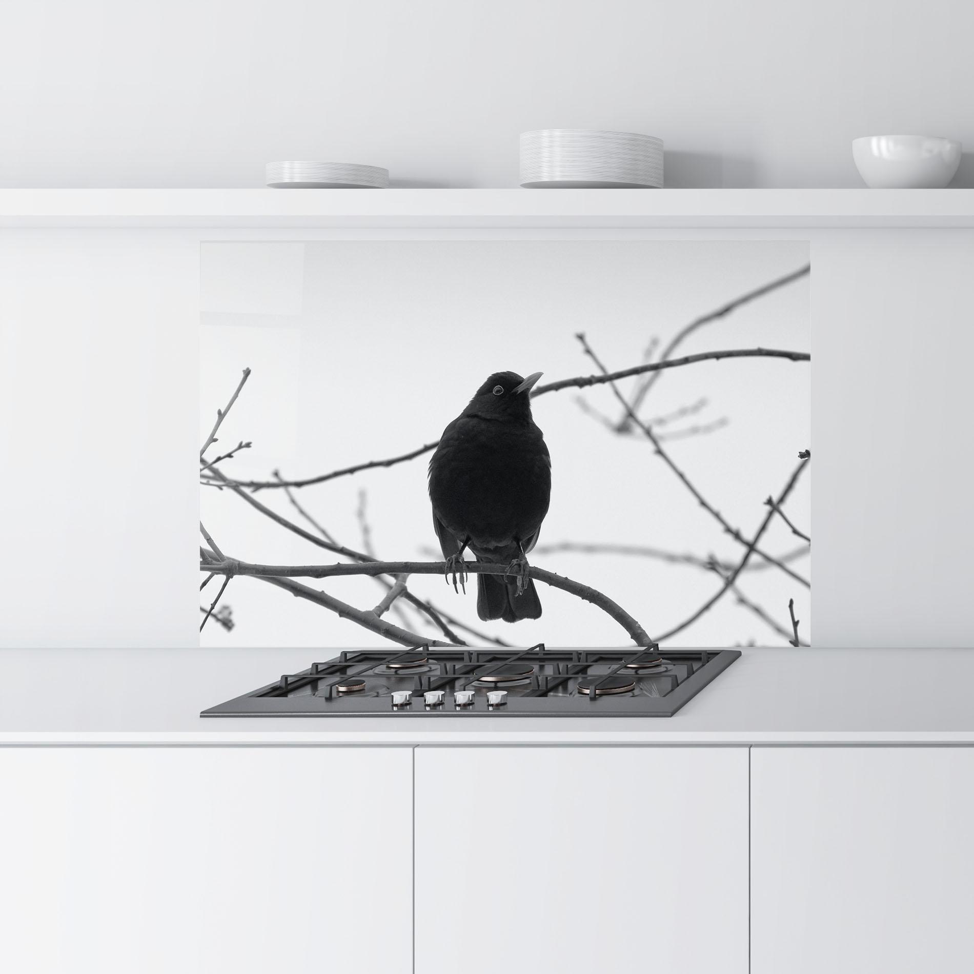 Konyhai üveg hátfal Black Bird mockup 9