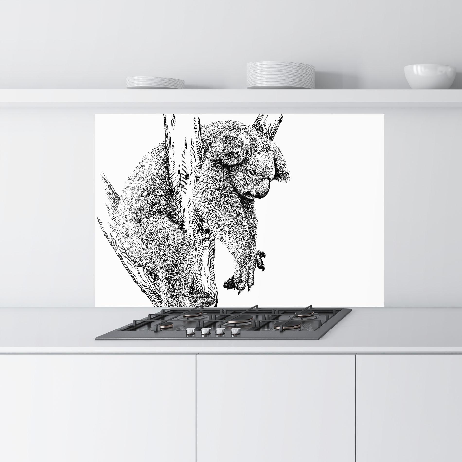 Konyhai üveg hátfal Koala Sleeping Art mockup 9
