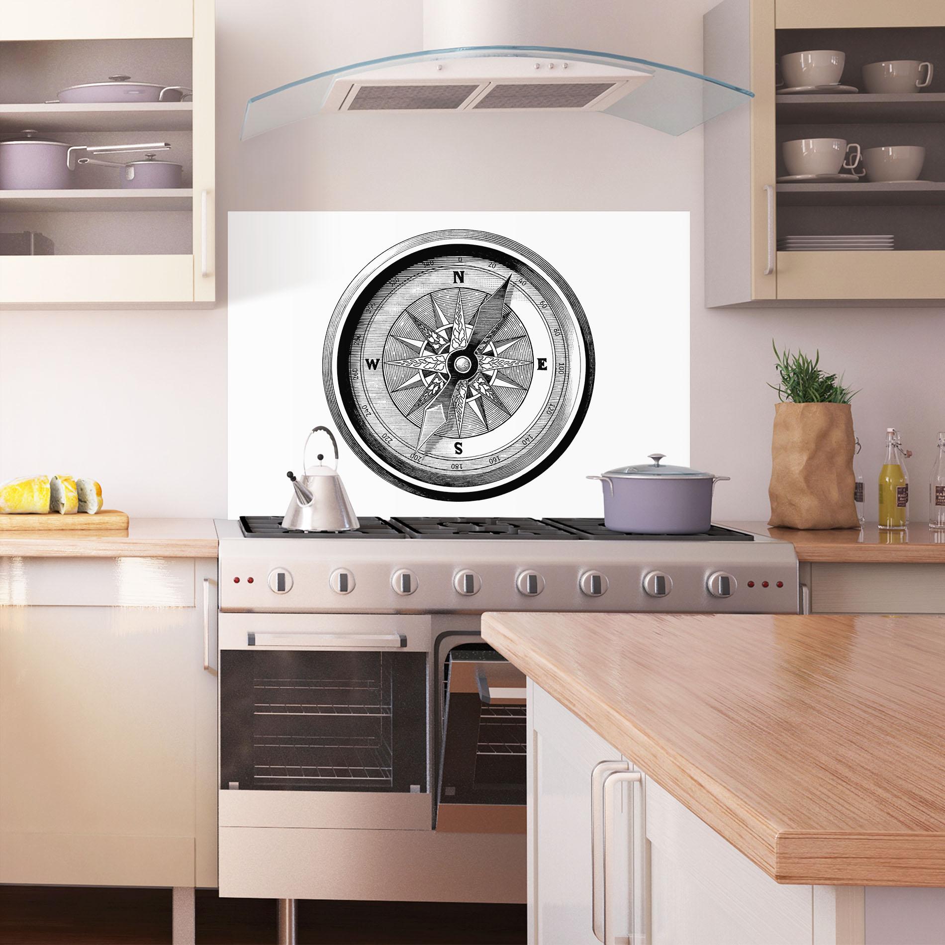 Konyhai üveg hátfal Black Compass mockup 1