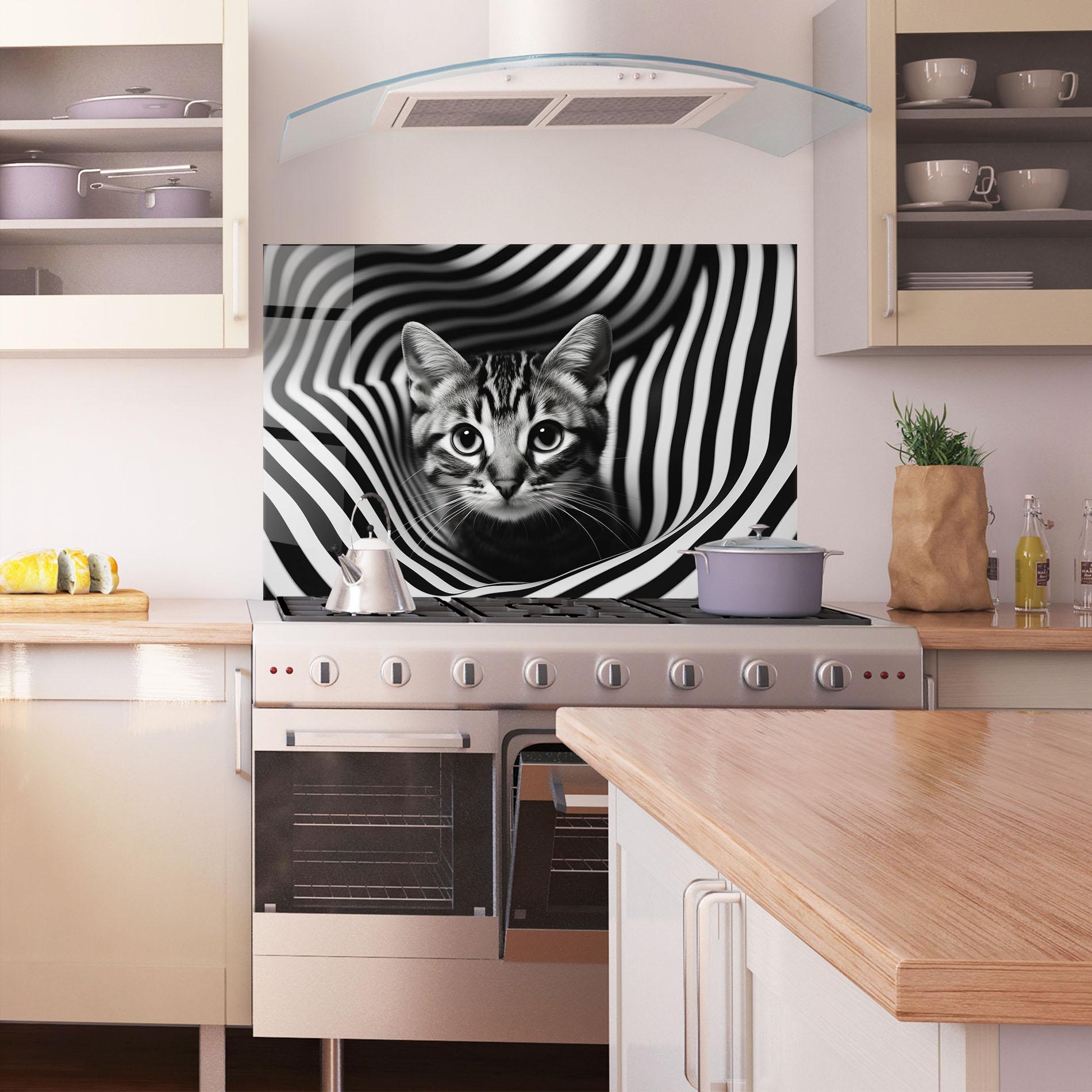 Konyhai üveg hátfal Closeup Cat Portrait mockup 1