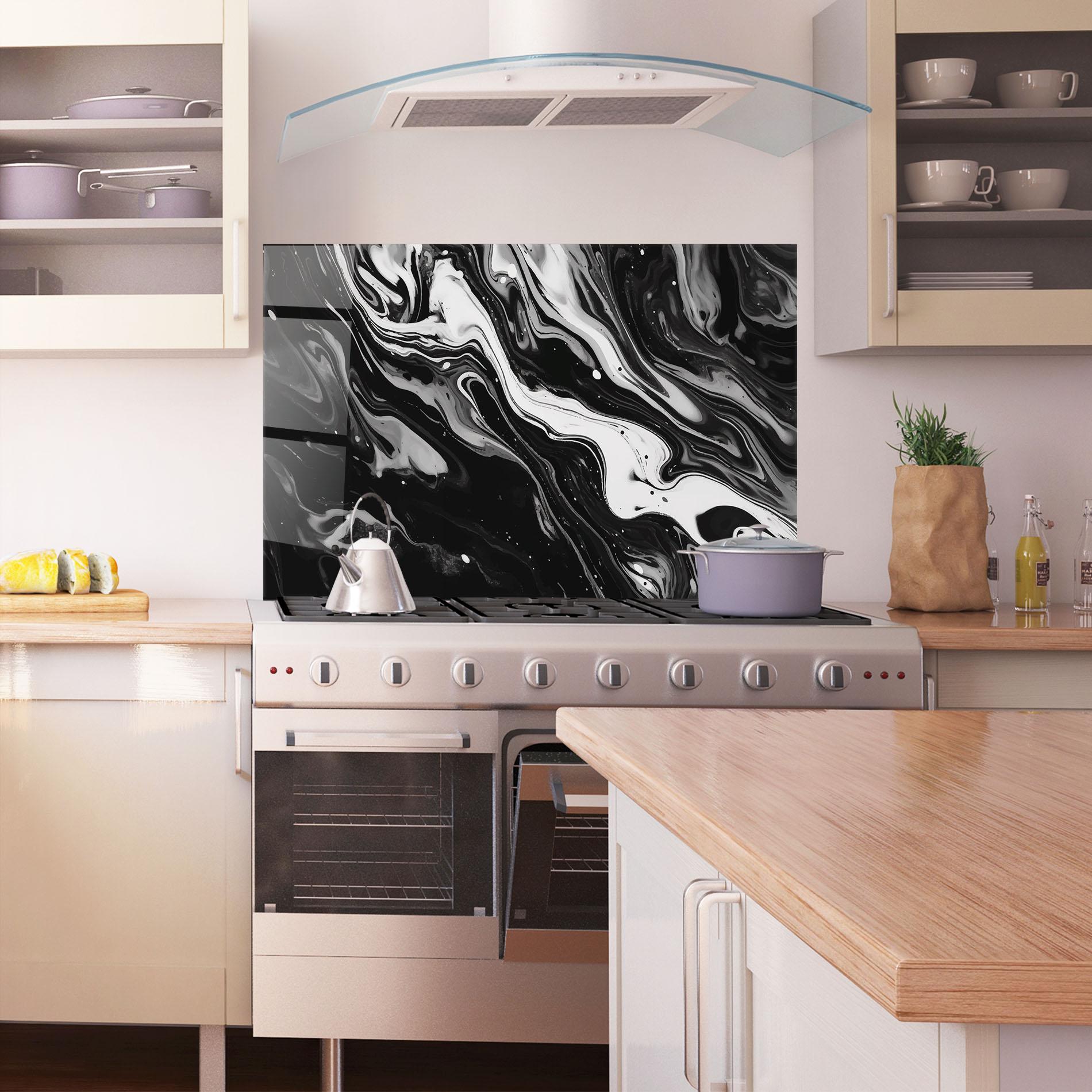 Konyhai üveg hátfal Grey Art Marble mockup 1