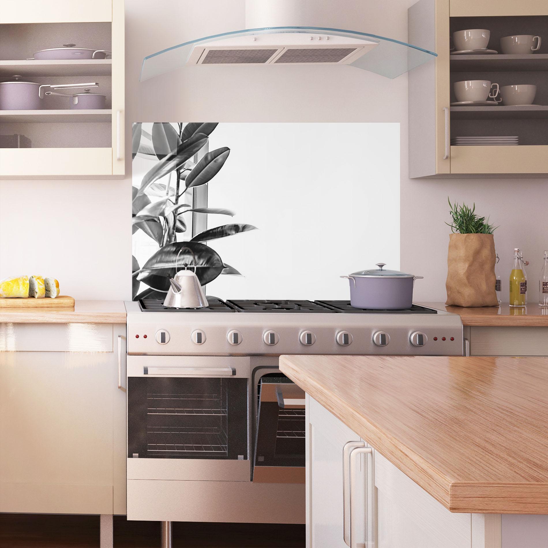 Konyhai üveg hátfal Grey Plant mockup 1