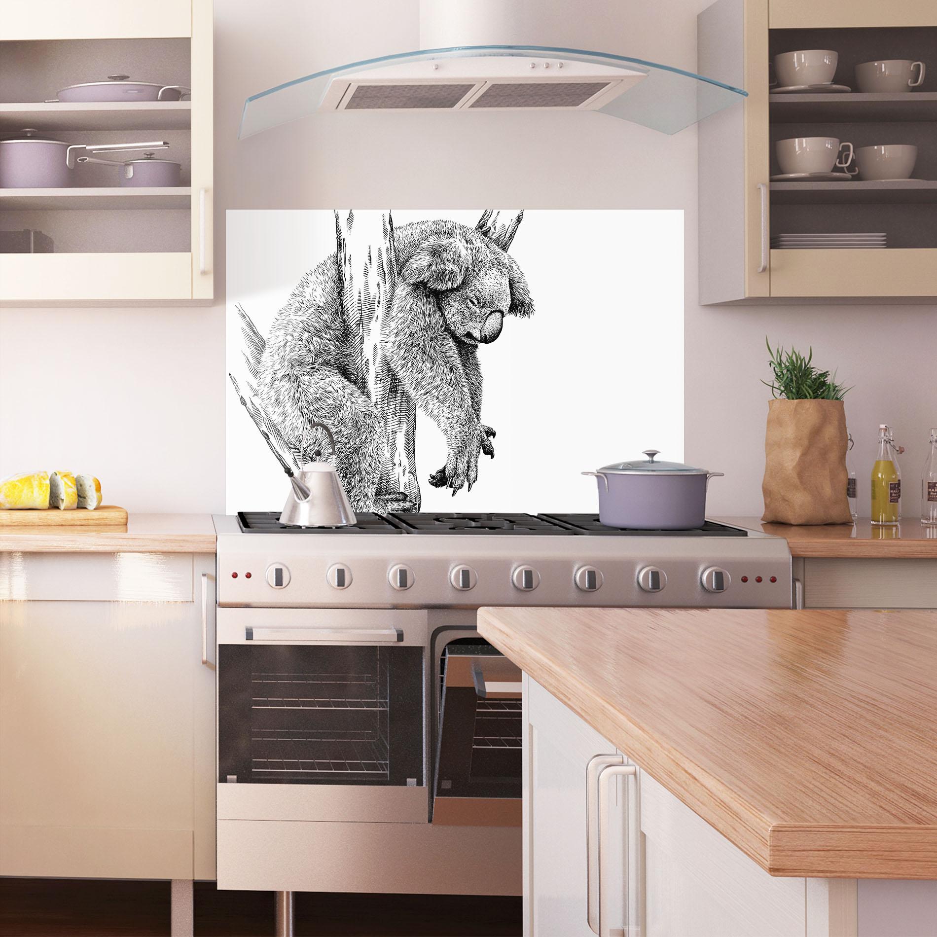 Konyhai üveg hátfal Koala Sleeping Art mockup 1