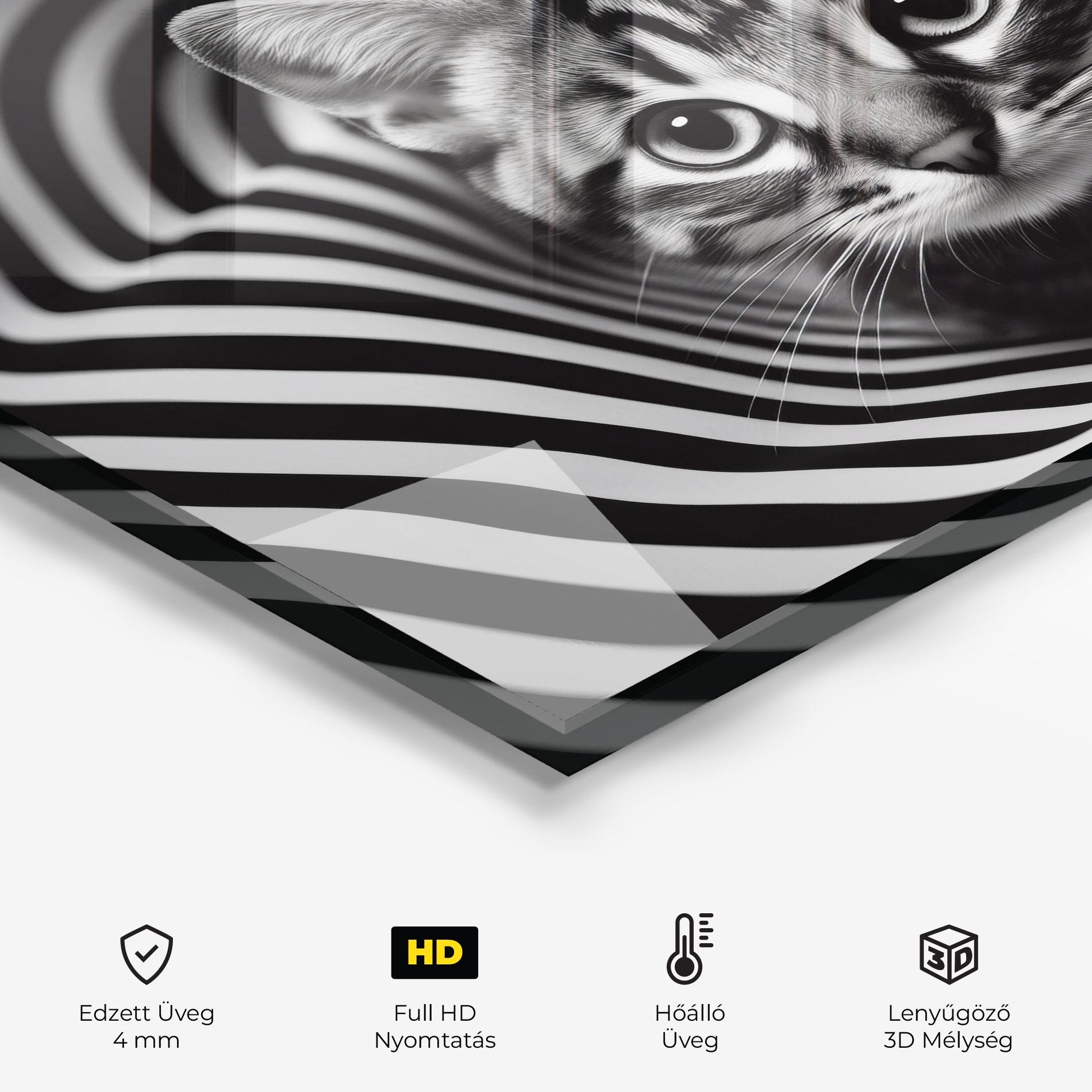 Konyhai üveg hátfal Closeup Cat Portrait mockup 2