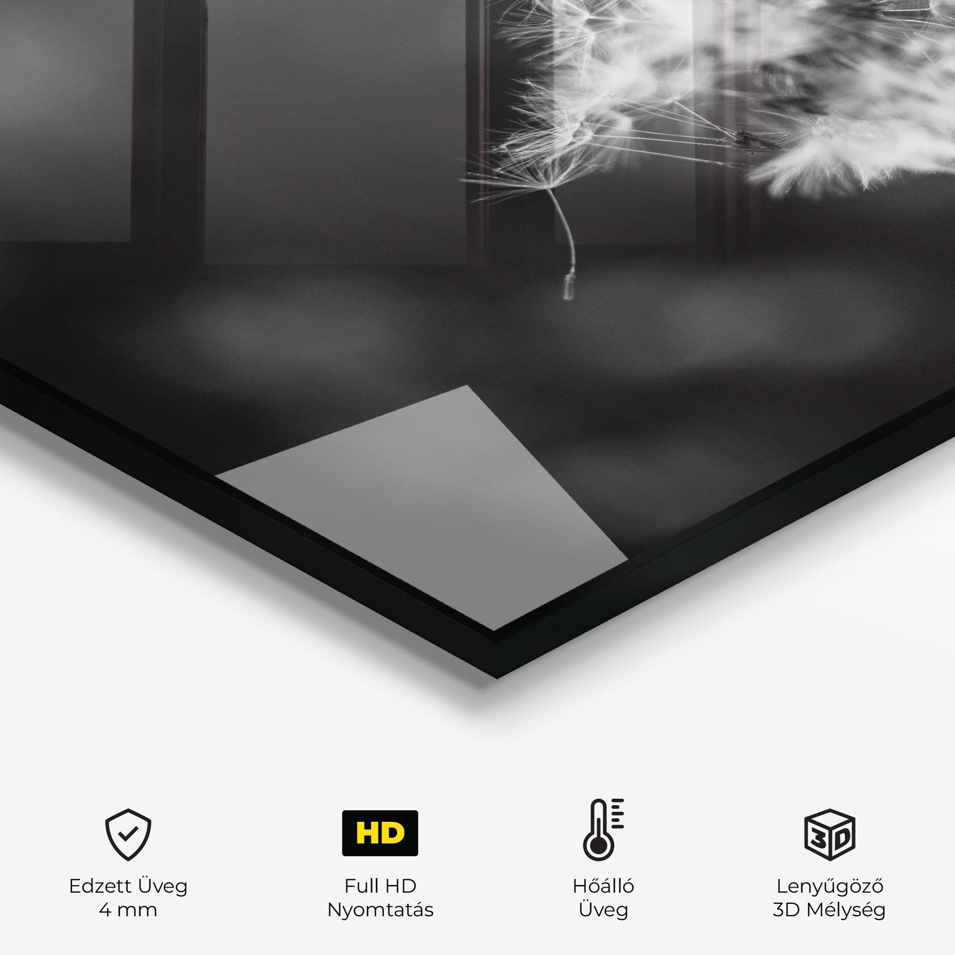 Konyhai üveg hátfal Grey Dandelion mockup 2