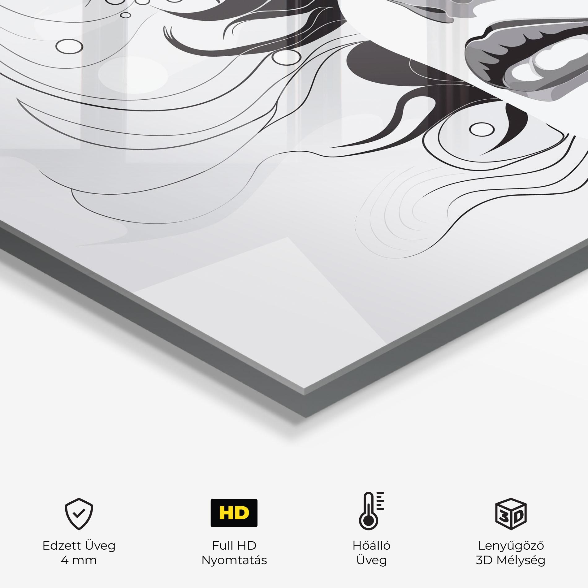 Konyhai üveg hátfal Grey Face Woman mockup 2