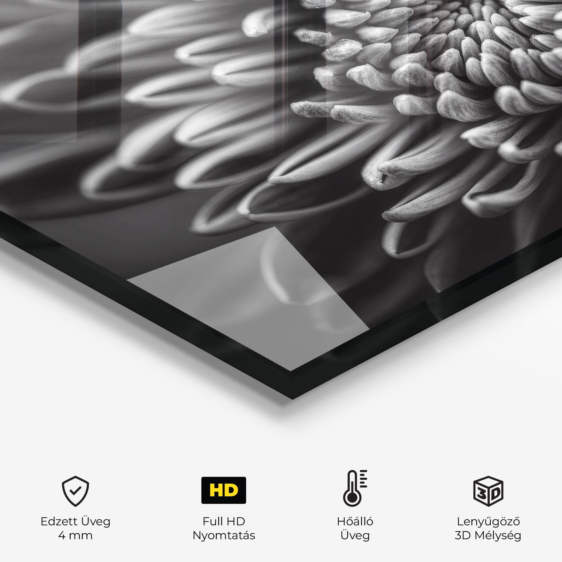 Konyhai üveg hátfal Grey Flower mockup 2