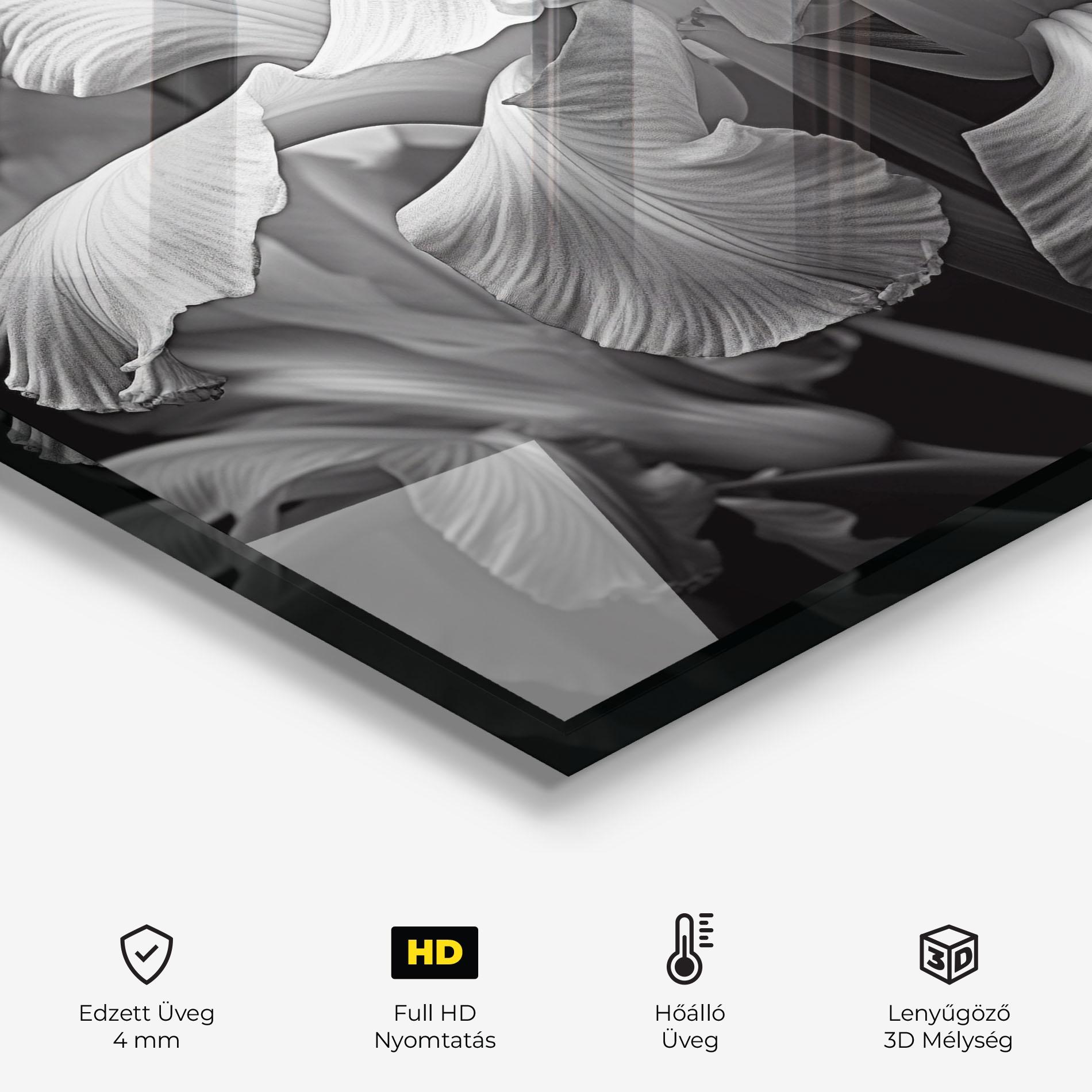 Konyhai üveg hátfal Grey On Black Iris mockup 2