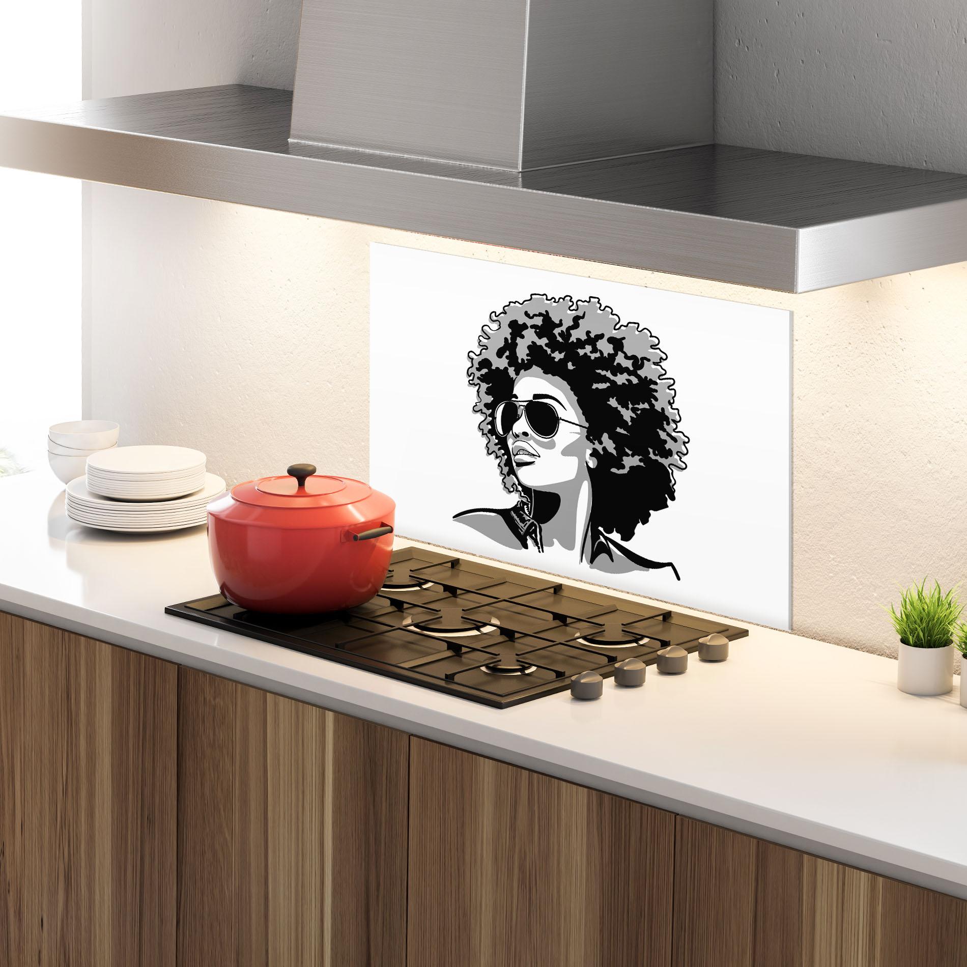 Konyhai üveg hátfal Black Grasses mockup 4