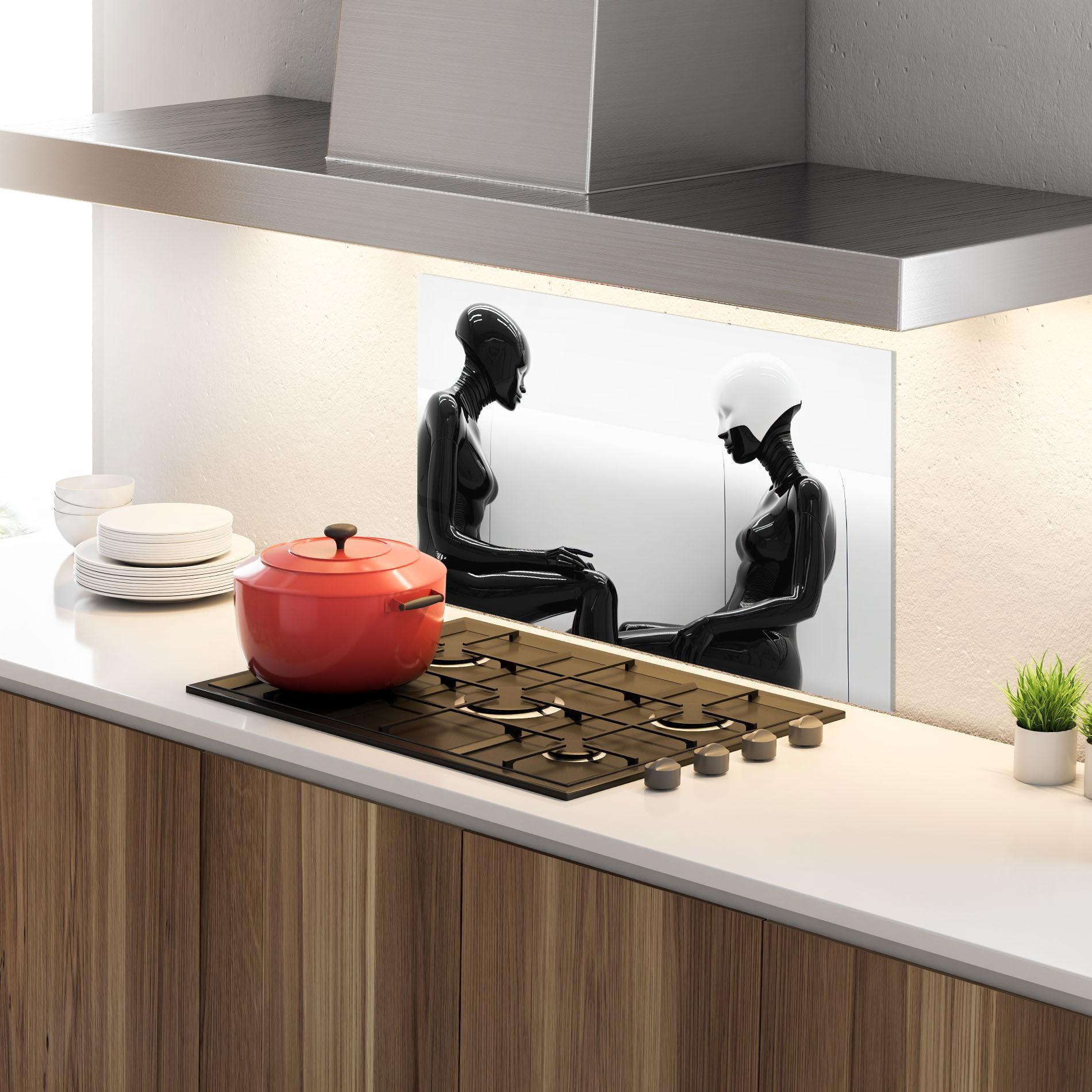 Konyhai üveg hátfal Black Mannequin mockup 4