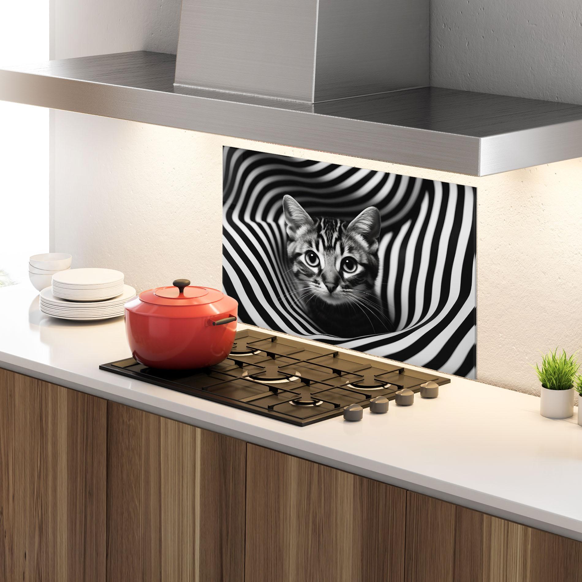 Konyhai üveg hátfal Closeup Cat Portrait mockup 4