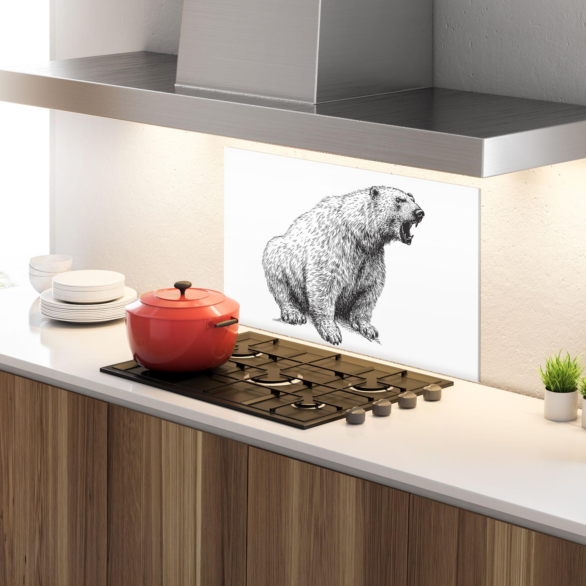 Konyhai üveg hátfal Draw Icebear mockup 4