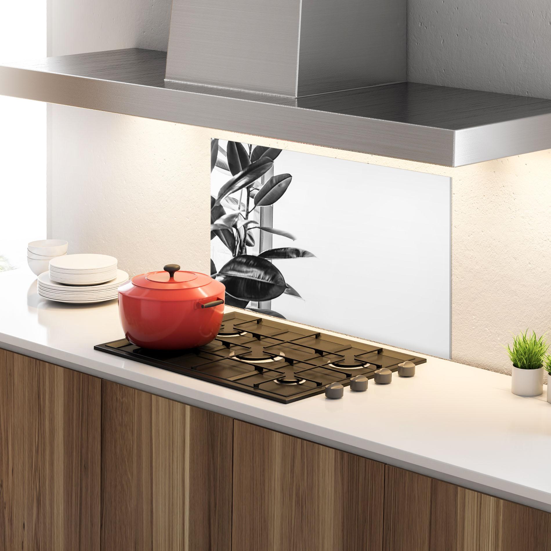 Konyhai üveg hátfal Grey Plant mockup 4