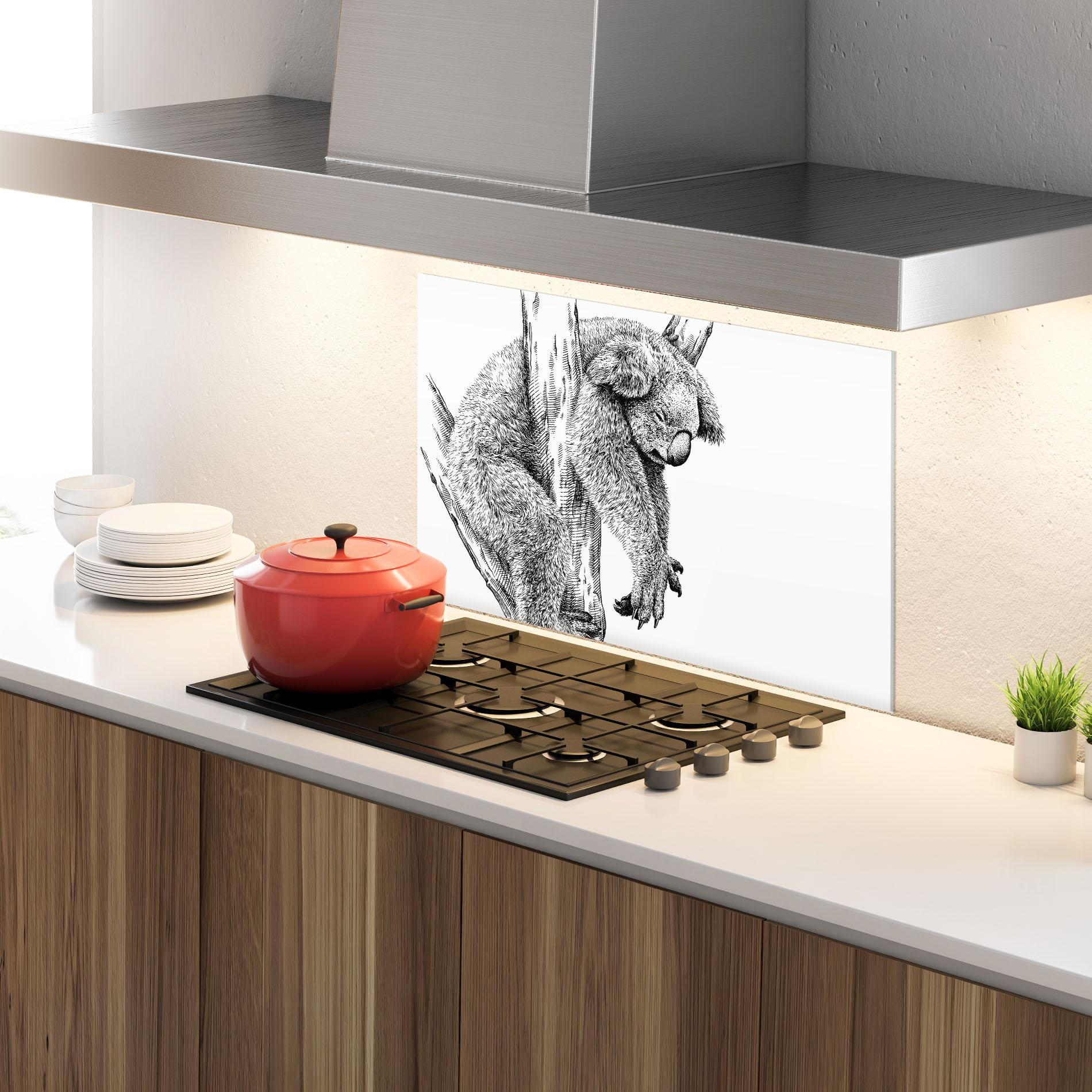 Konyhai üveg hátfal Koala Sleeping Art mockup 4